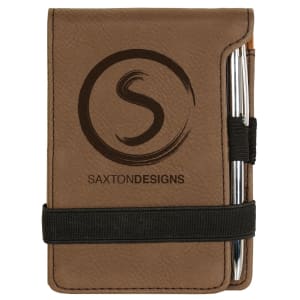 3 1/4" x 4 3/4" Laserable Leatherette Mini Notepad with Pen