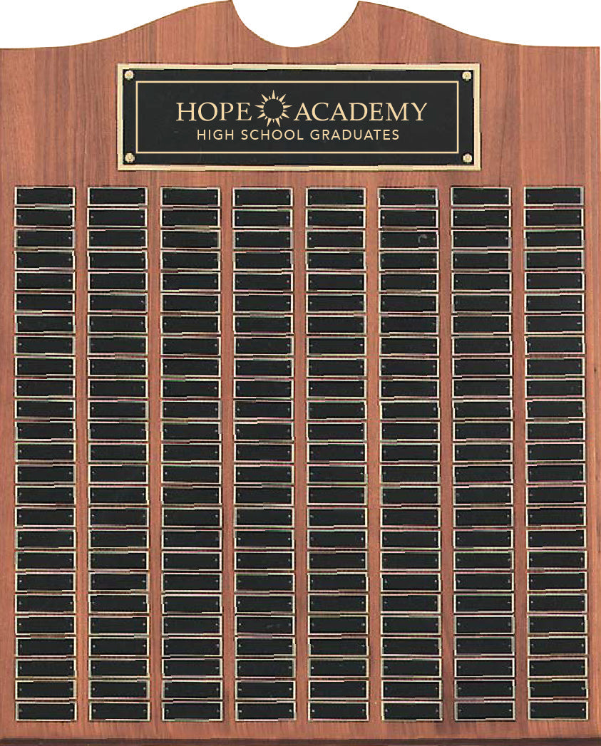 Perpetual Walnut Plaque With Scroll Top - 200 Plates