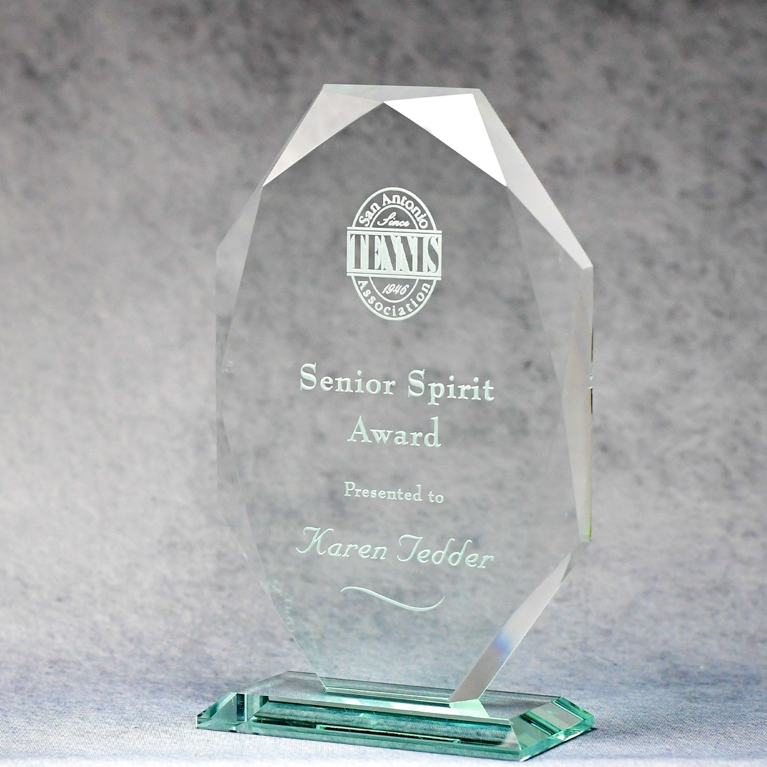 Jade Glass Multi-Faceted Elongated Octagon | Alliance Awards LLC.