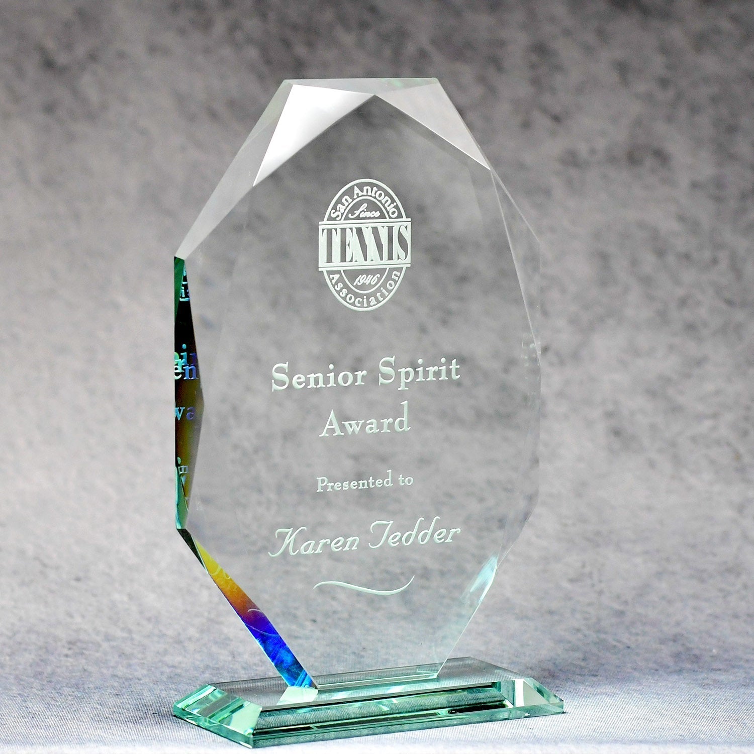 Jade Glass Multi-Faceted Elongated Octagon | Alliance Awards LLC.