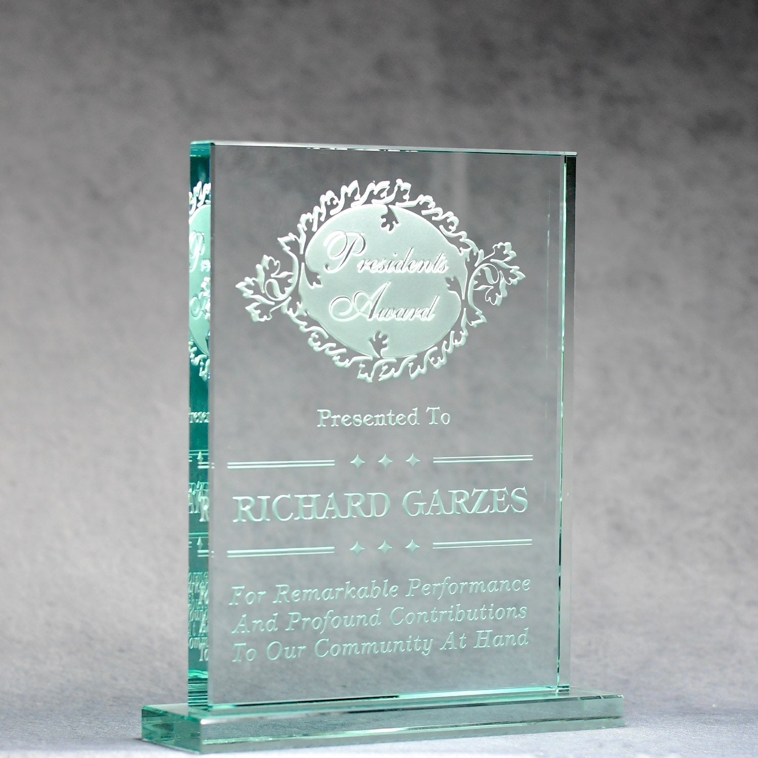Jade Glass Standing Plaque | Alliance Awards LLC.