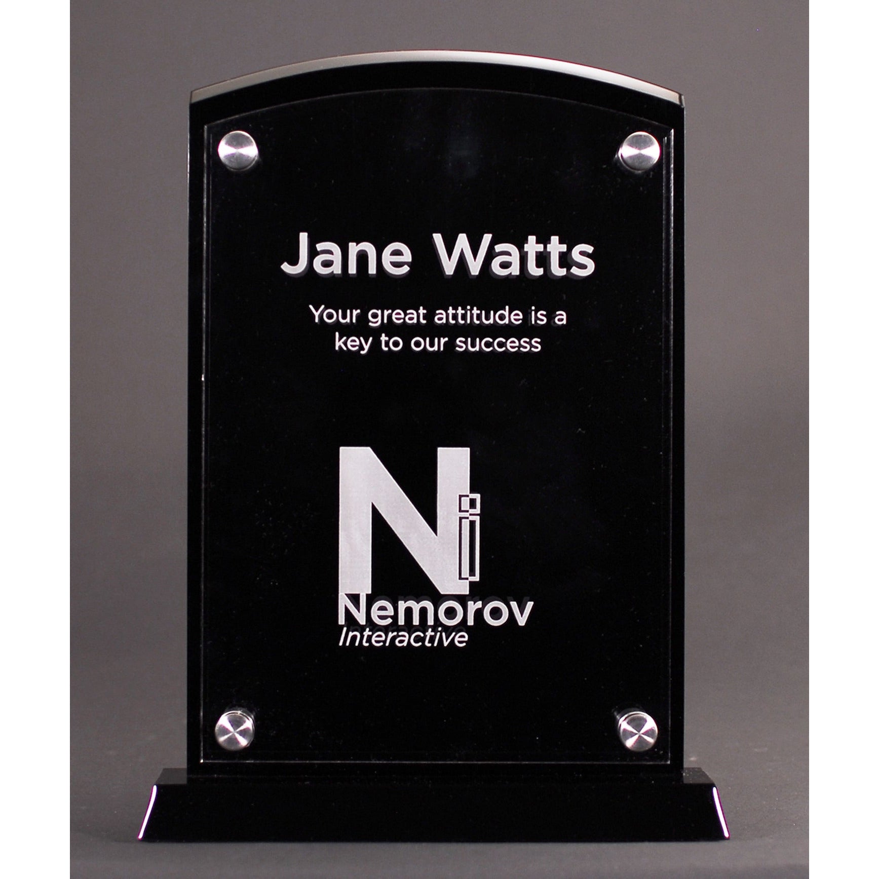 Arch Top Black Ebony And Acrylic Stand-Out Billboard | Alliance Awards LLC.