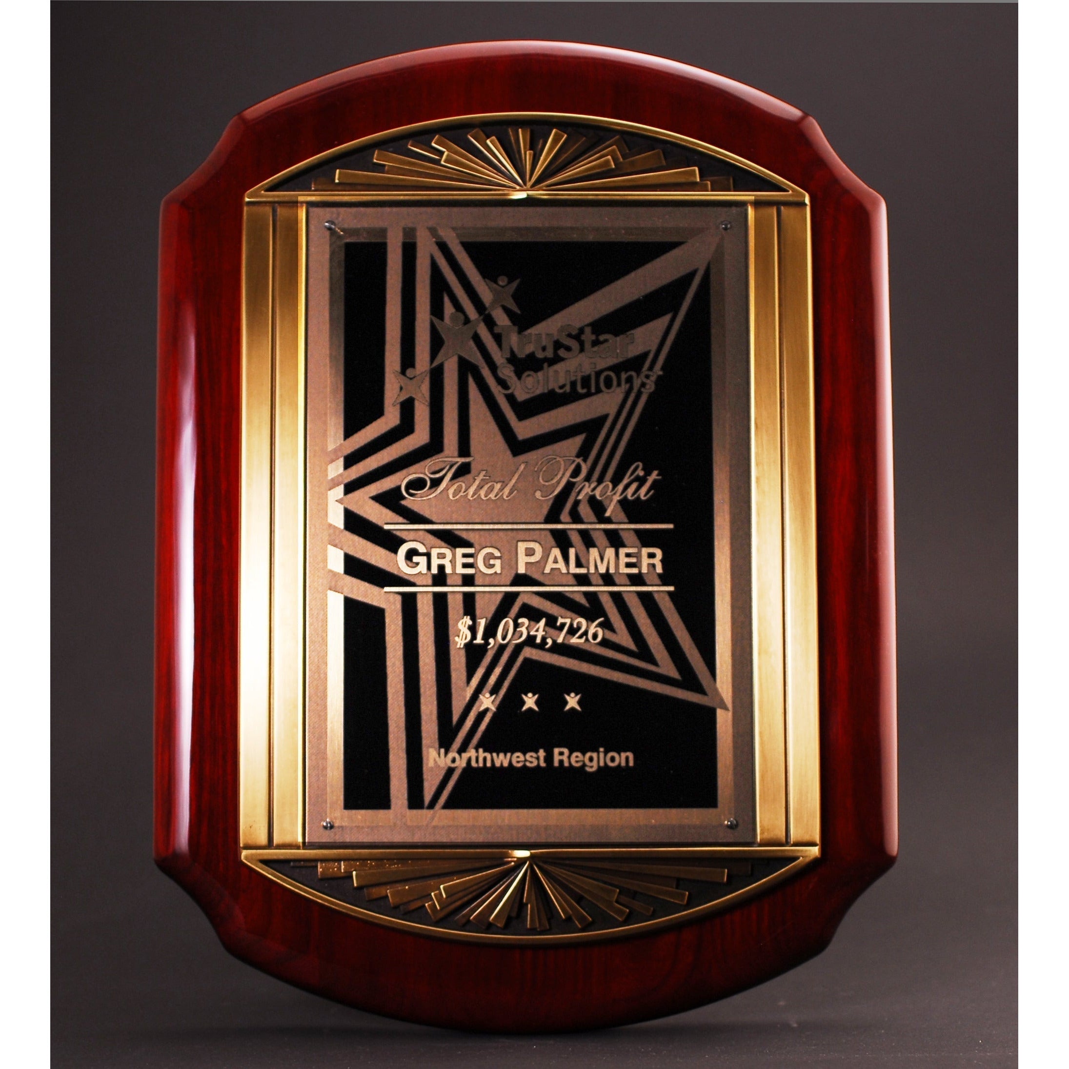 Scalloped Rosewood Piano Finish Plaque With Cast Metal Frame | Alliance Awards LLC.