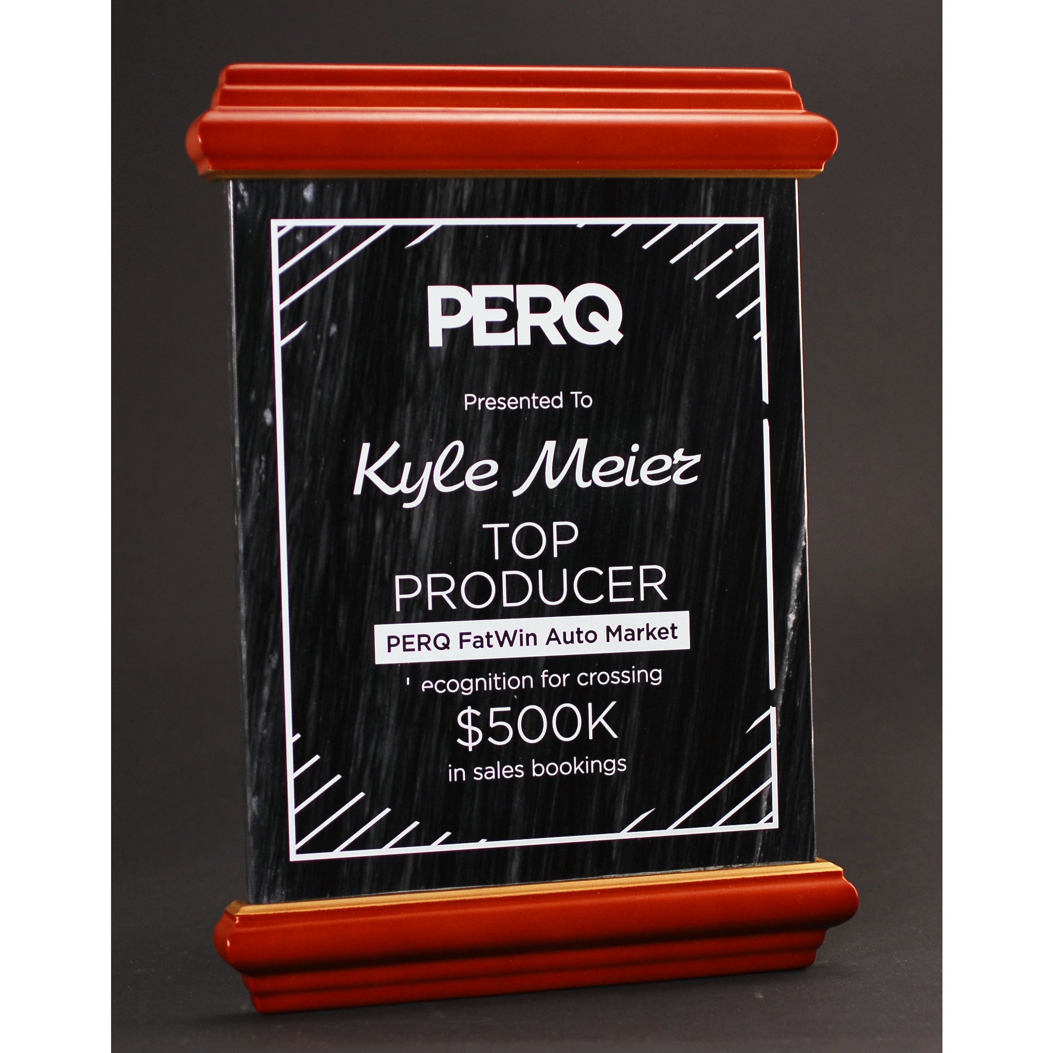 Mahogany Wood And Black Marble Panel-8X10 | Alliance Awards LLC.