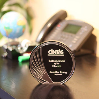 6" Lucite Circle With Black Contour Mirror | Alliance Awards LLC.