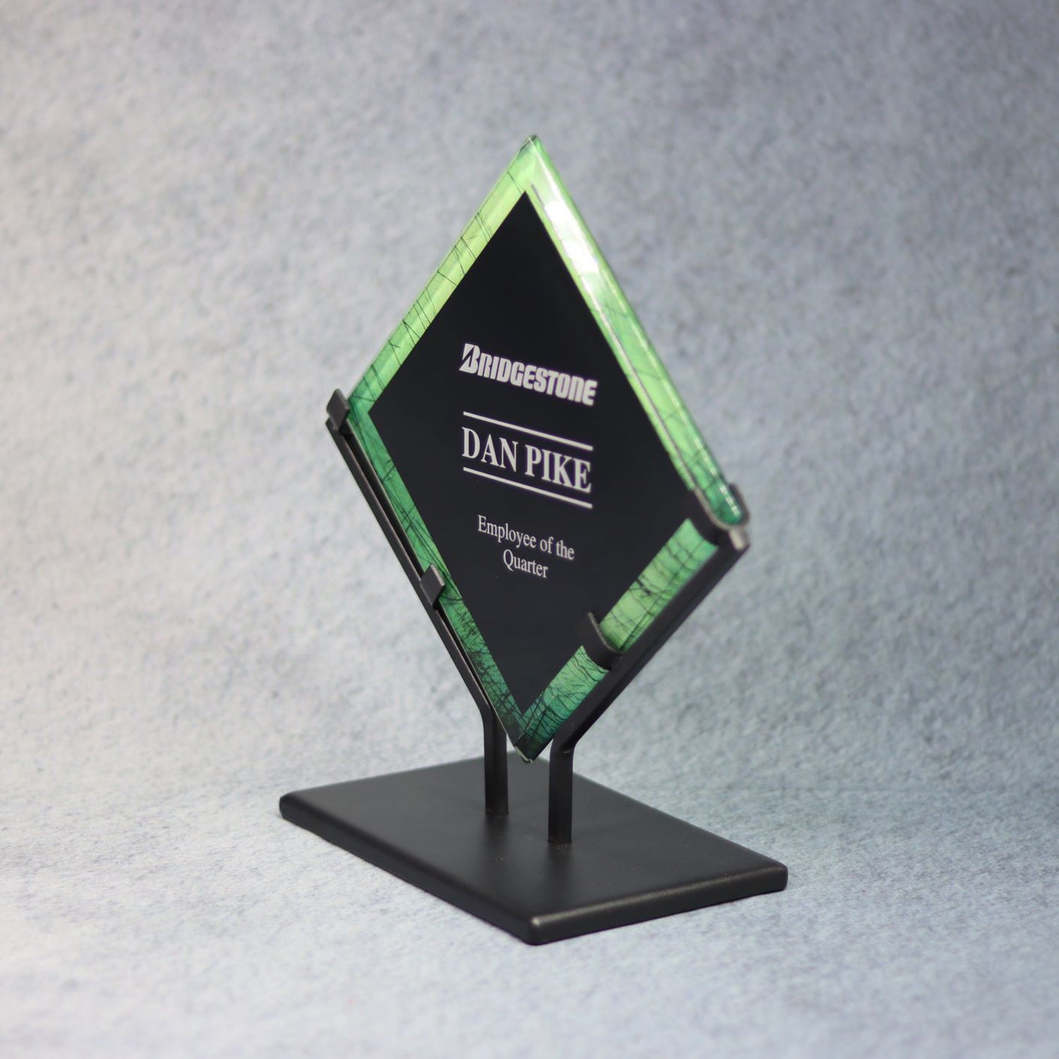 Acrylic Emerald And Black Diamond In Wrought Iron Base | Alliance Awards LLC.