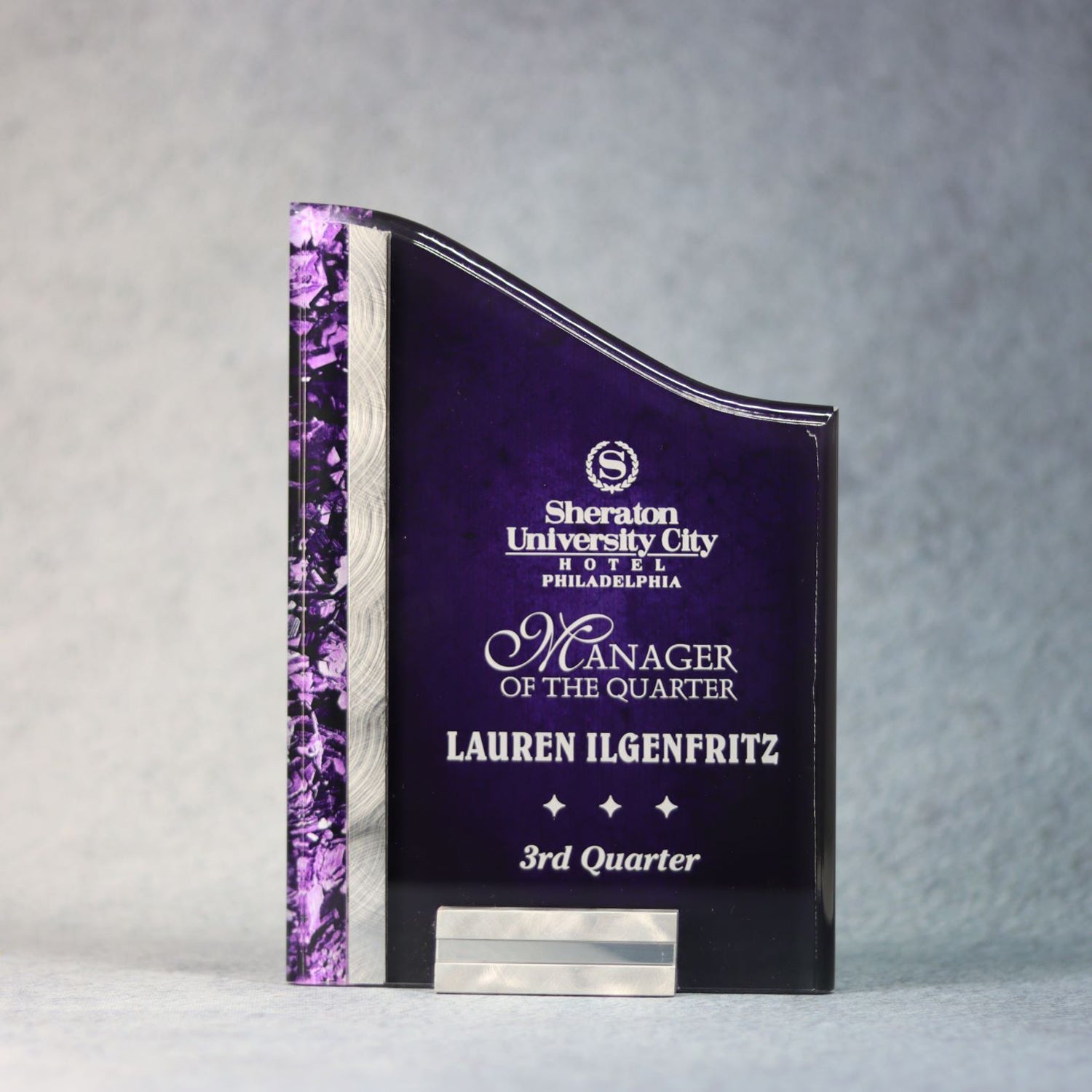 Acrylic Purple Wave With Chrome Base | Alliance Awards LLC.