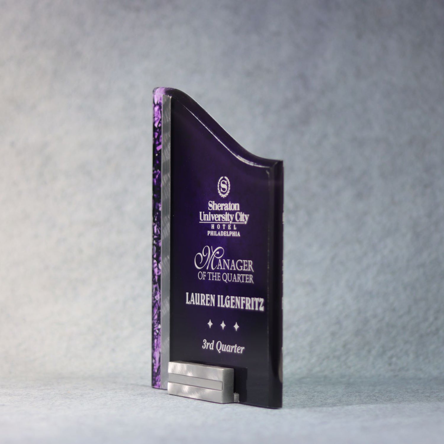 Acrylic Purple Wave With Chrome Base | Alliance Awards LLC.