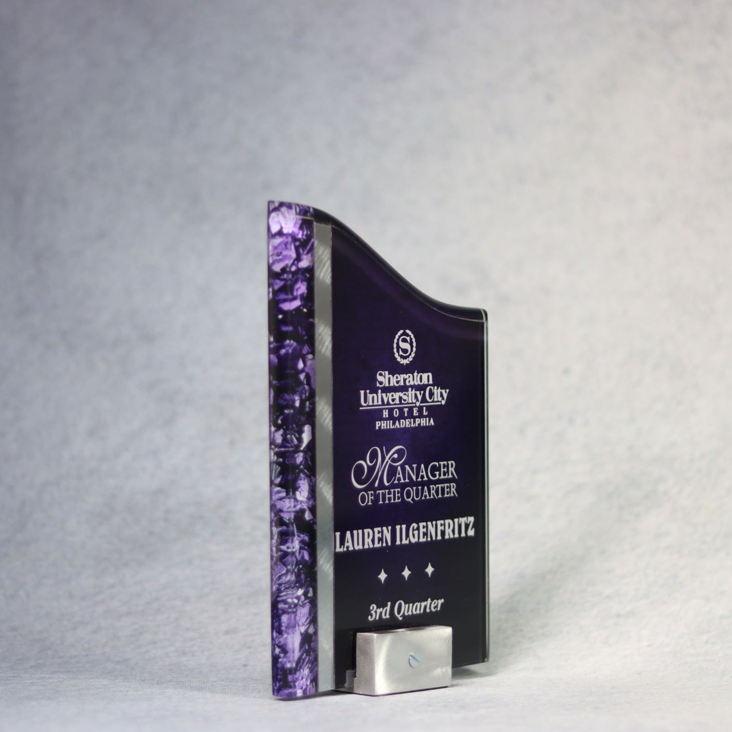 Acrylic Purple Wave With Chrome Base | Alliance Awards LLC.
