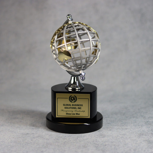 Silver And Gold Globe On Black Base | Alliance Awards LLC.