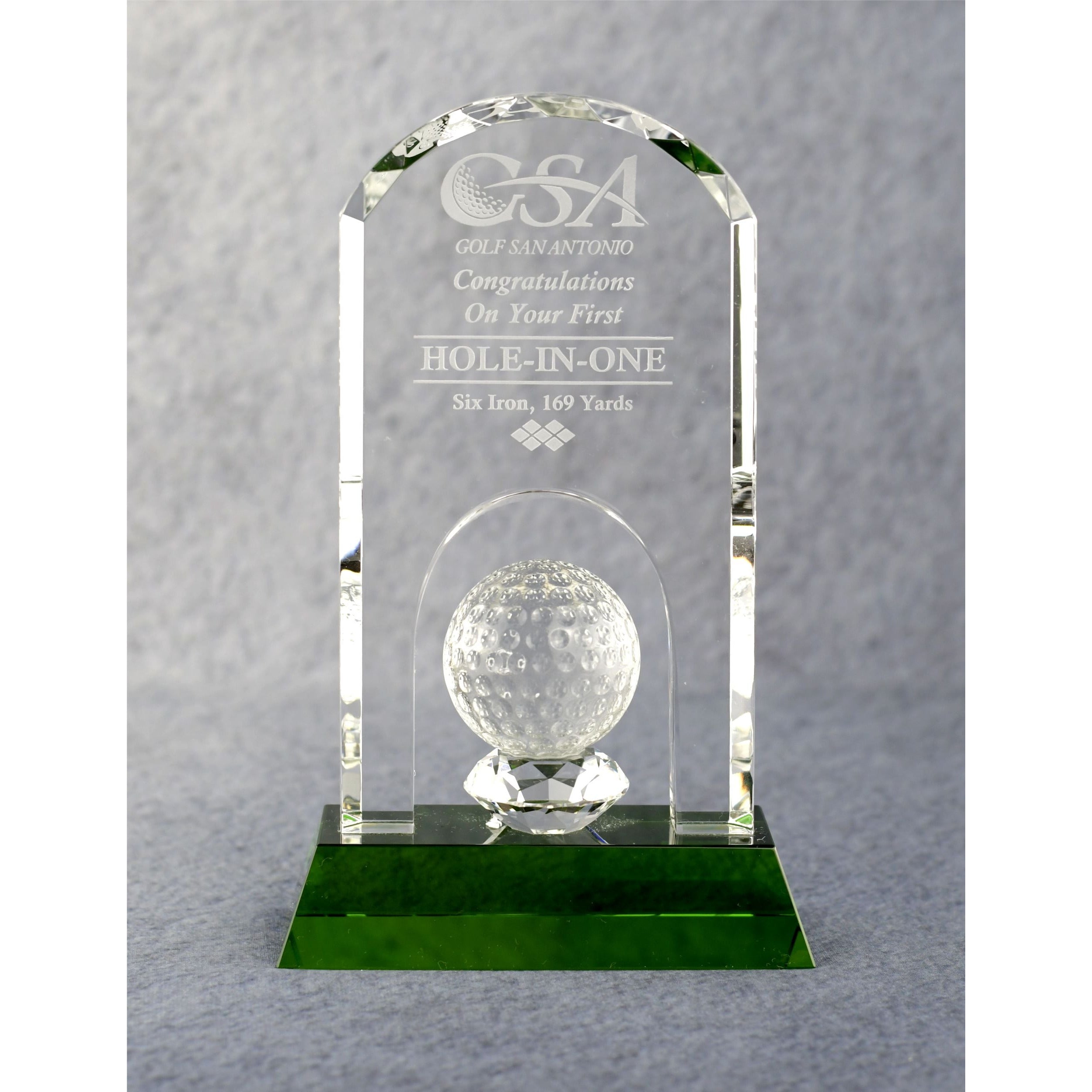 Crystal Arch With Golf Ball | Alliance Awards LLC.