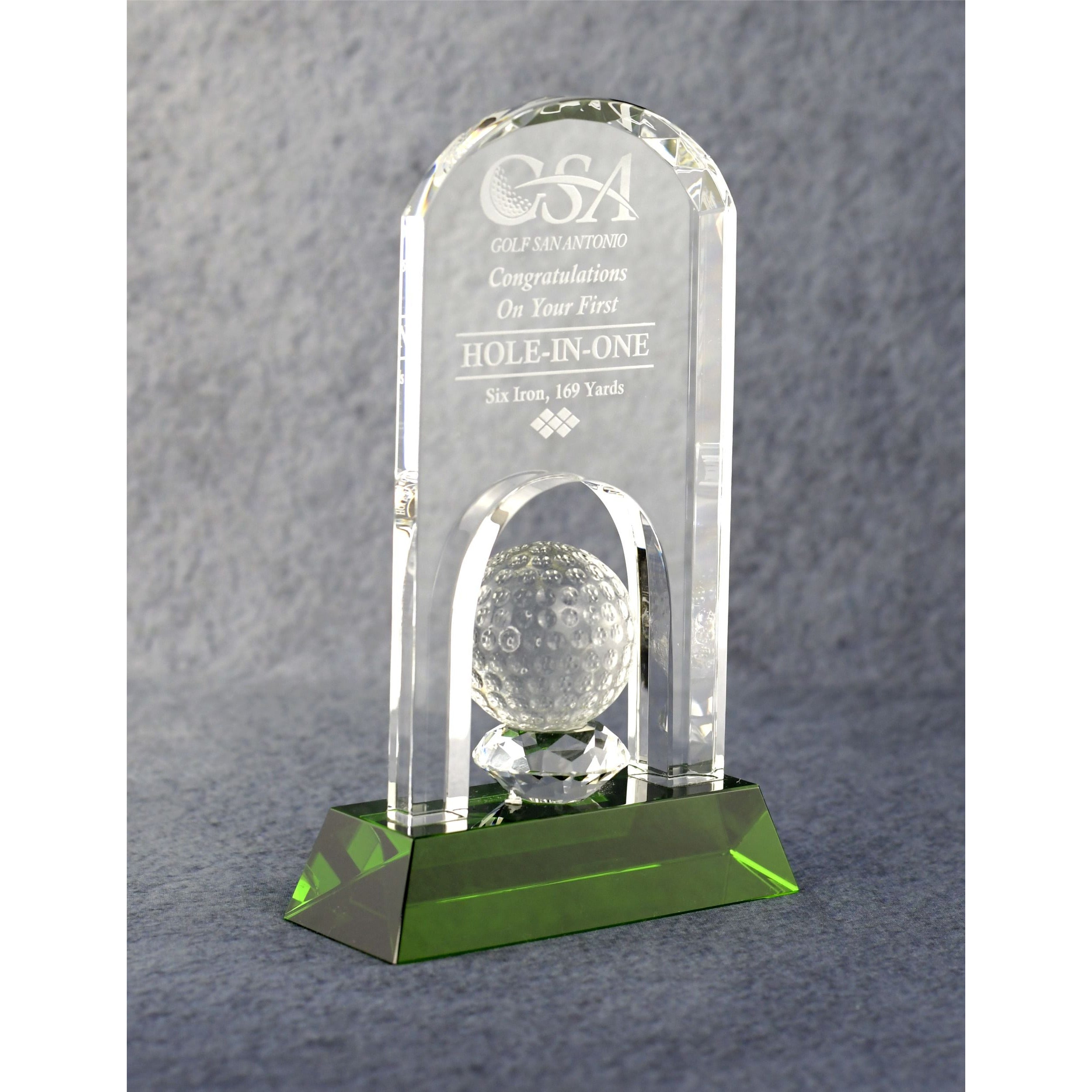 Crystal Arch With Golf Ball | Alliance Awards LLC.