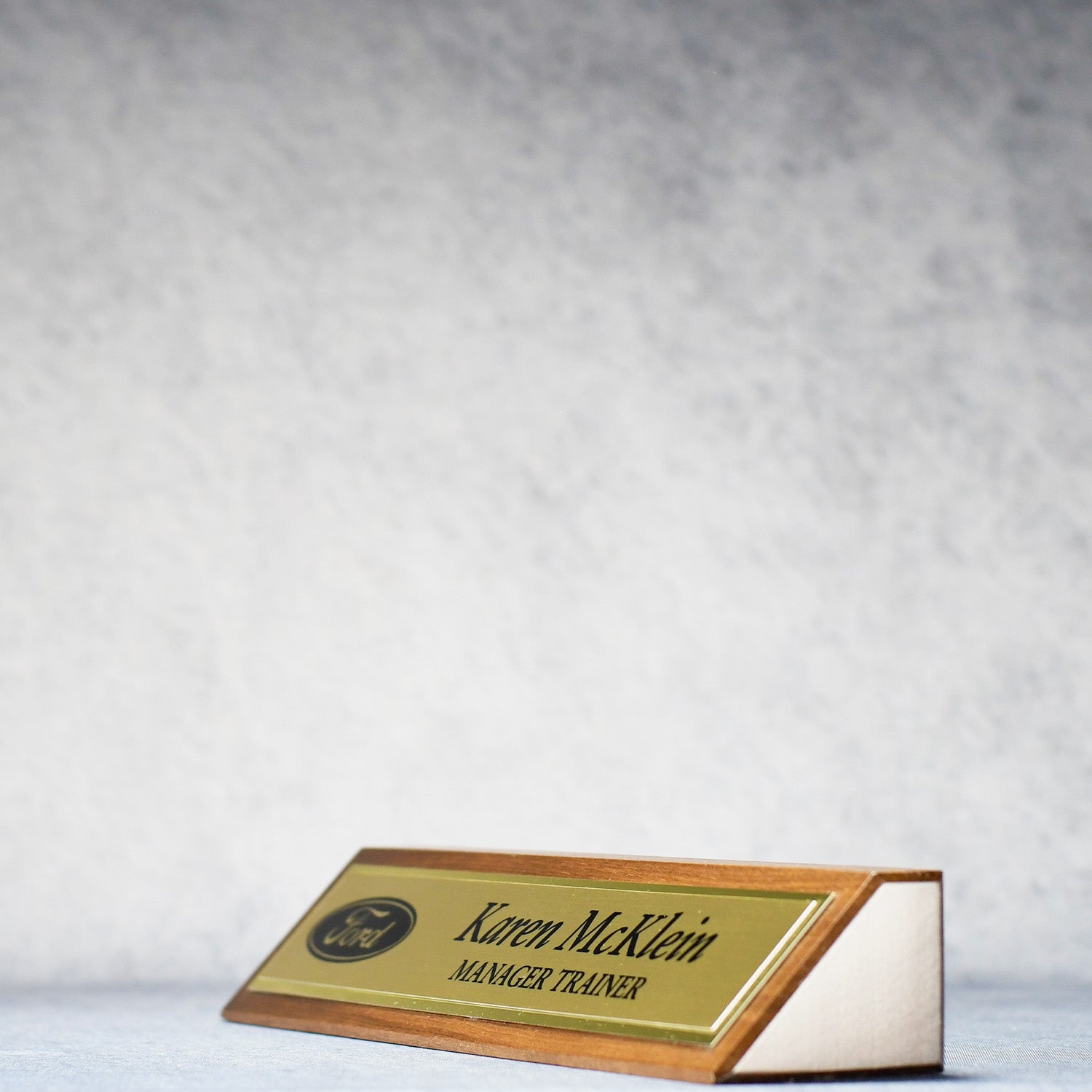 Walnut Desk Name Wedge | Alliance Awards LLC.