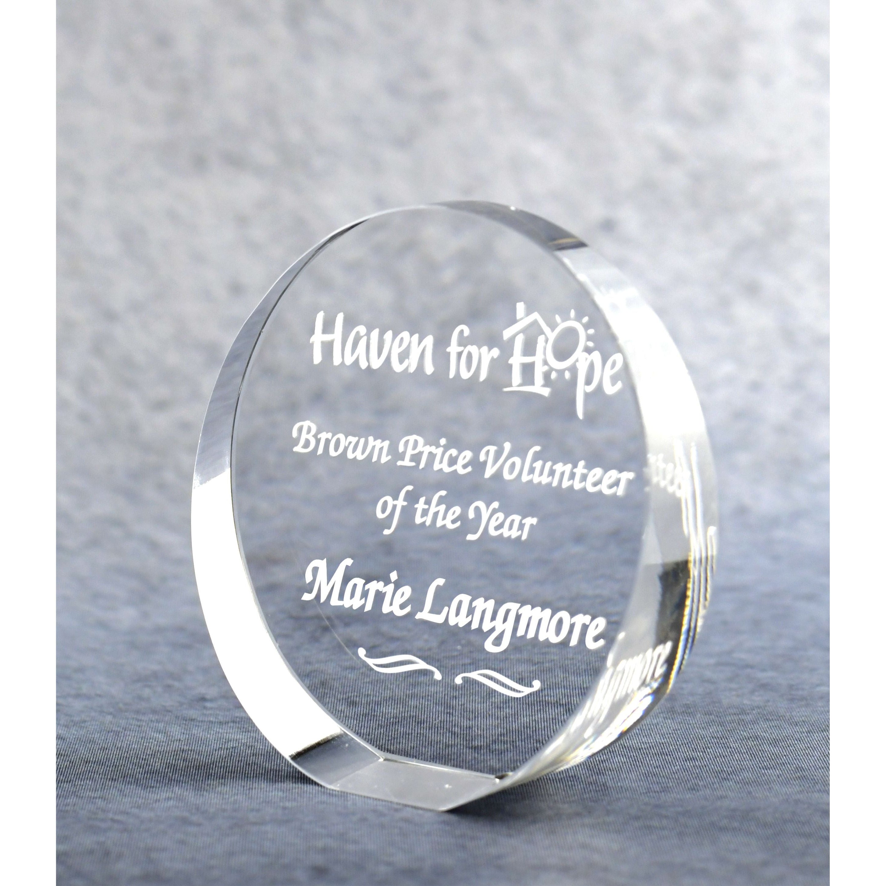 Circular Optic Crystal Paperweight | Alliance Awards LLC.