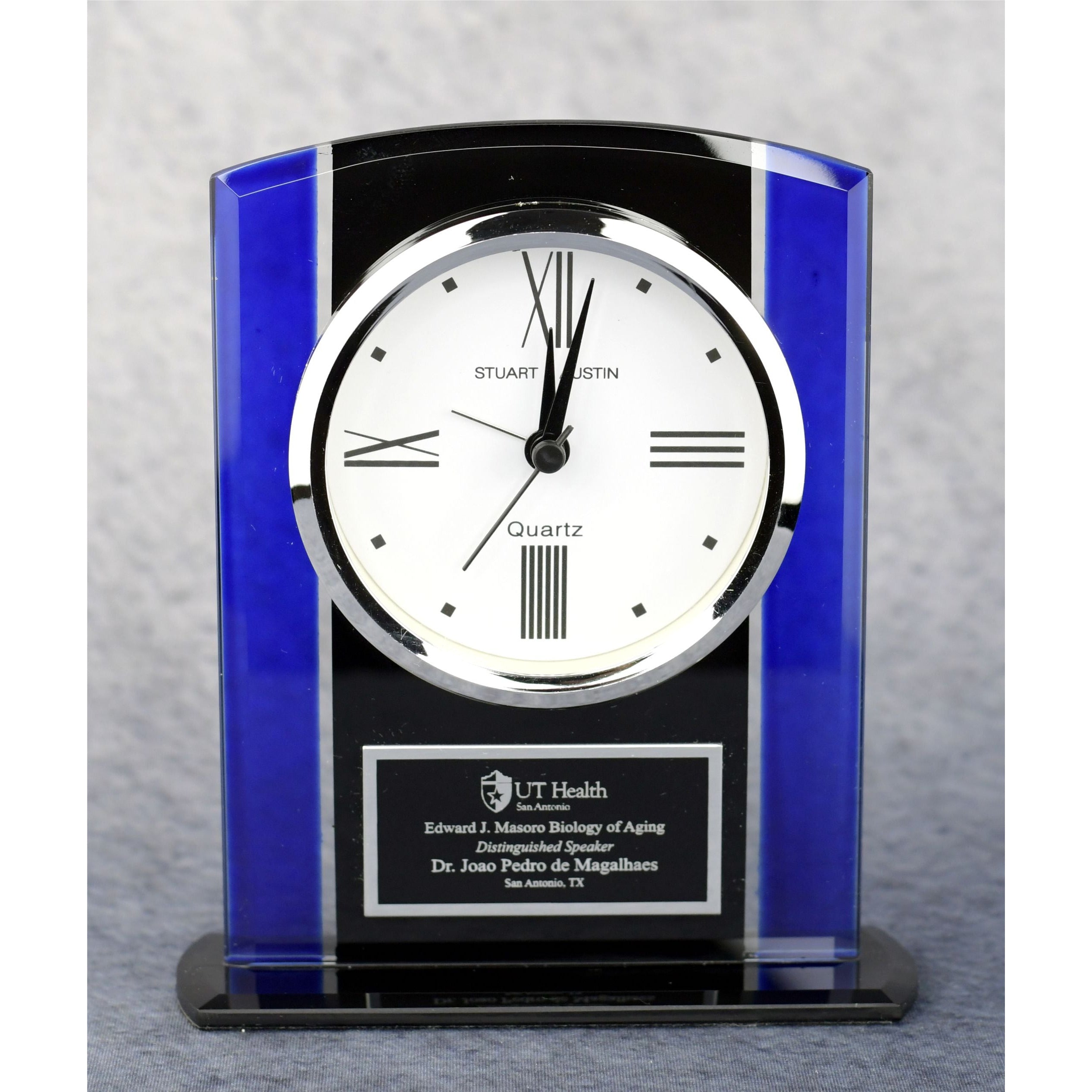 Economy Black And Blue Glass Clock | Alliance Awards LLC.