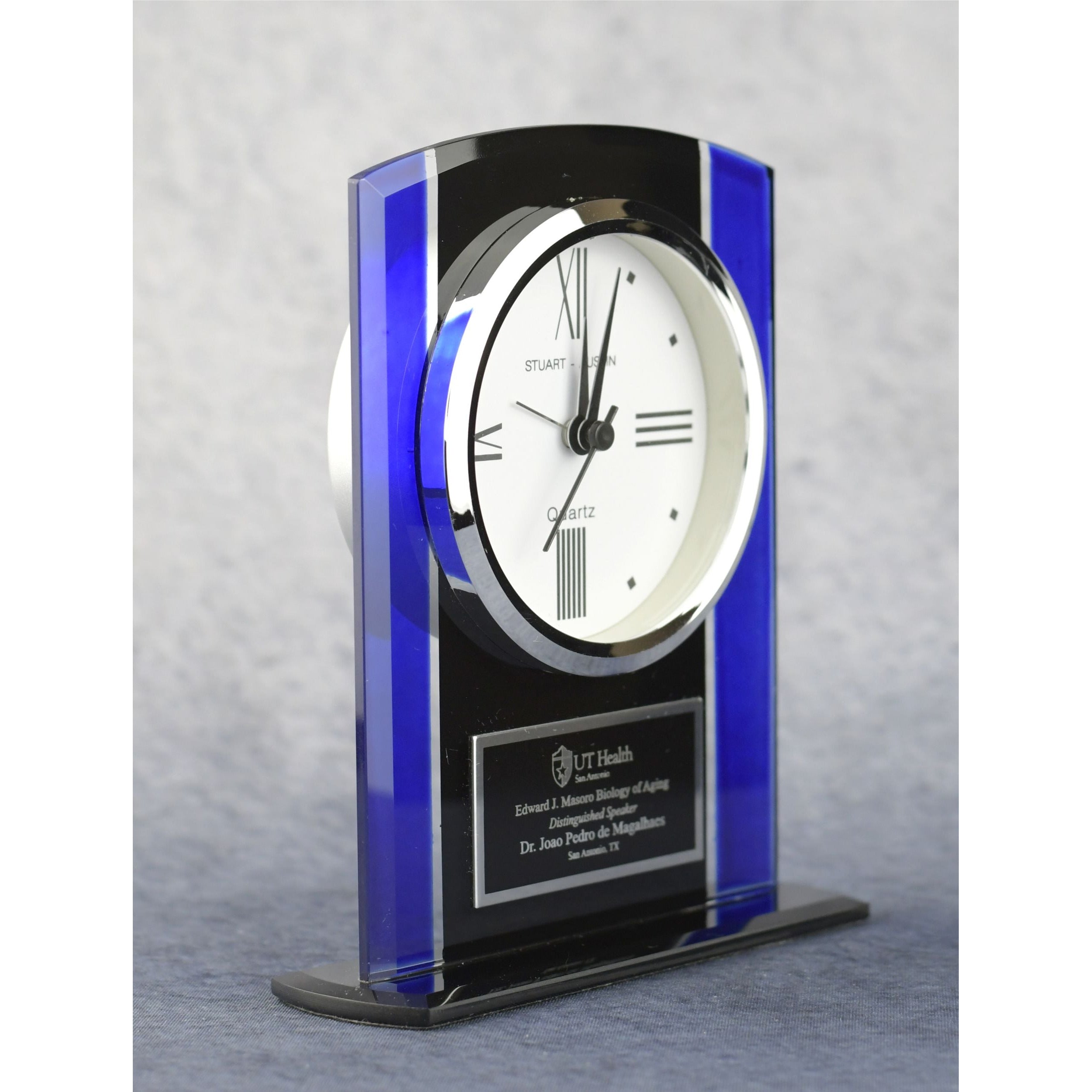 Economy Black And Blue Glass Clock | Alliance Awards LLC.