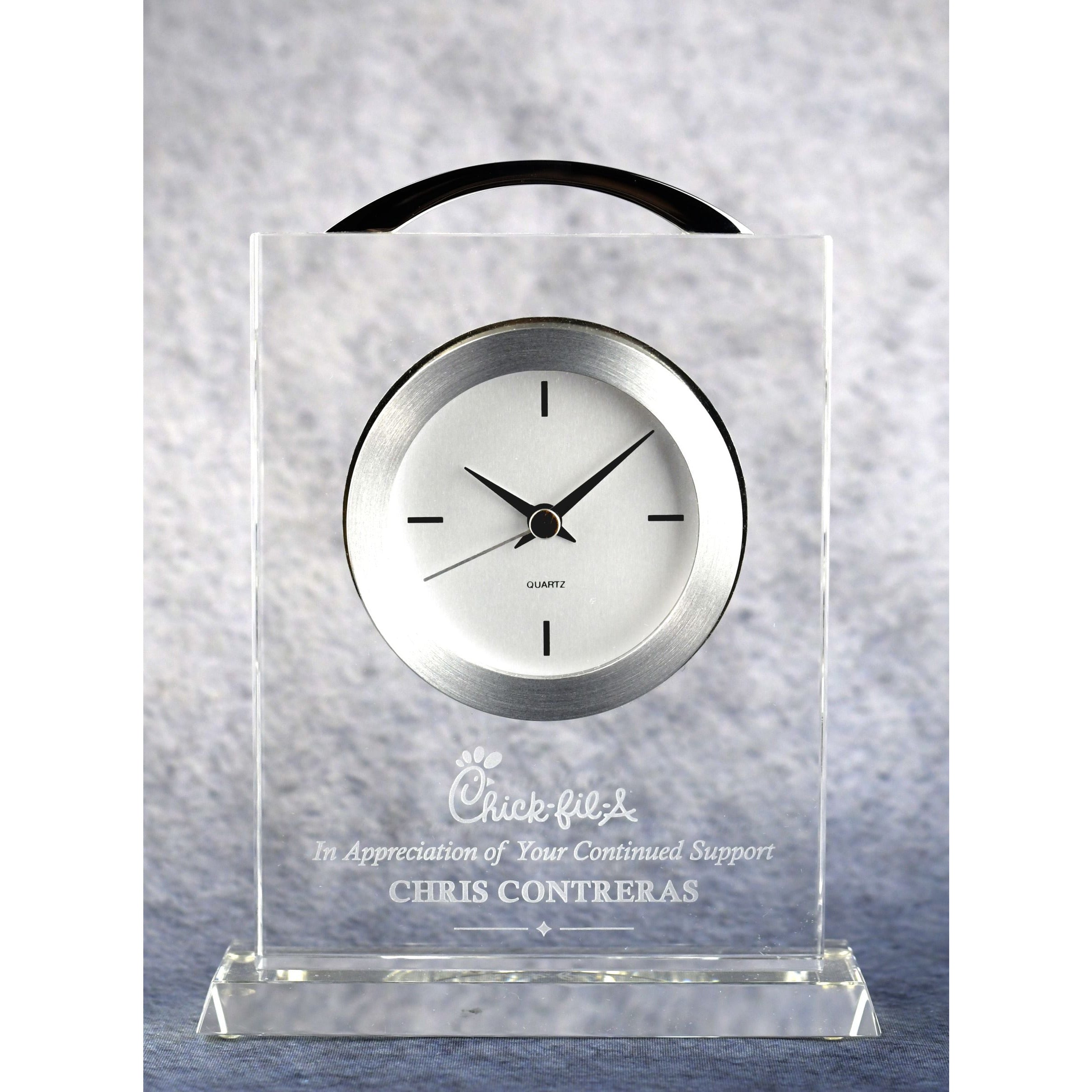 Crystal Clock - Silver Accents | Alliance Awards LLC.