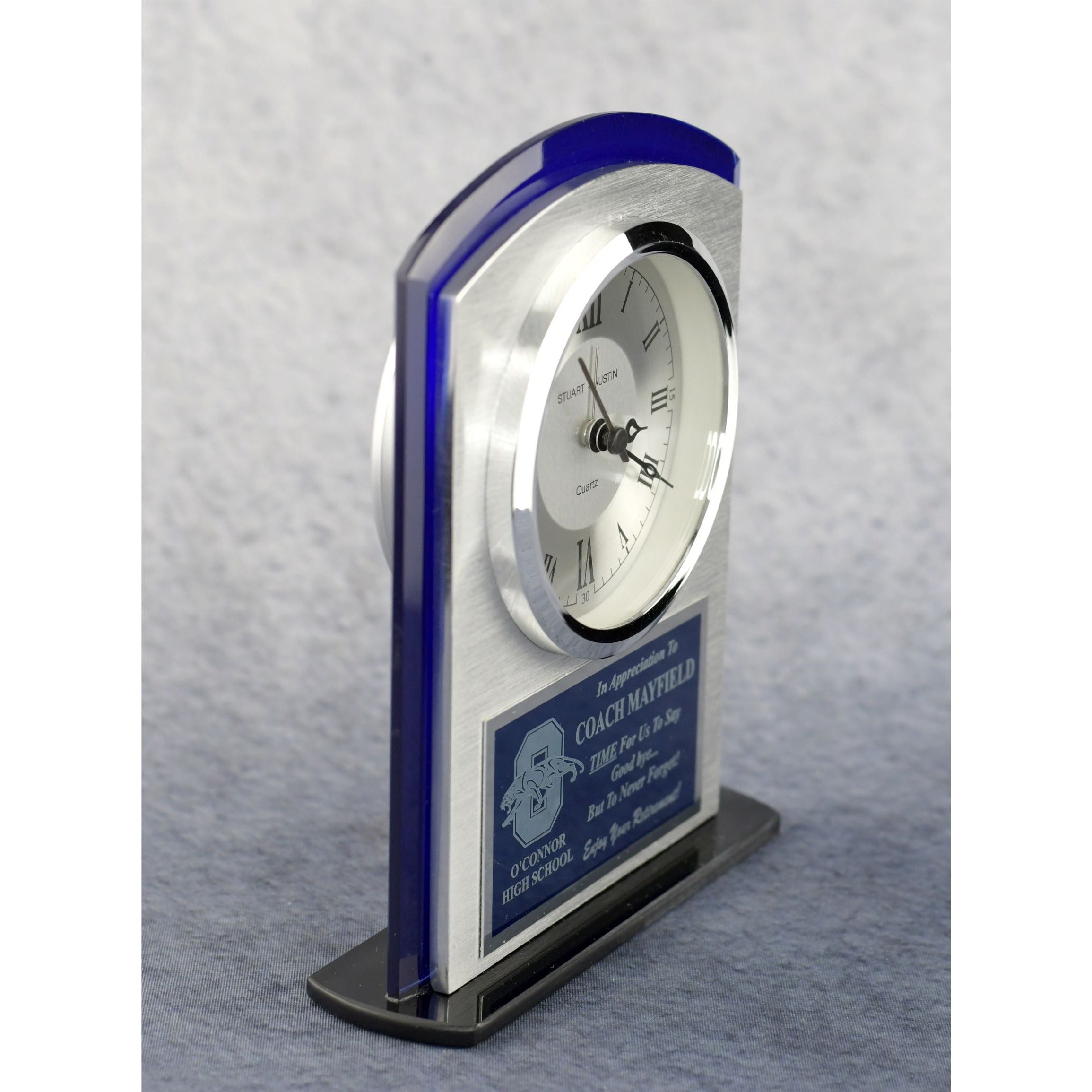 Silver Arch Top Clock | Alliance Awards LLC.