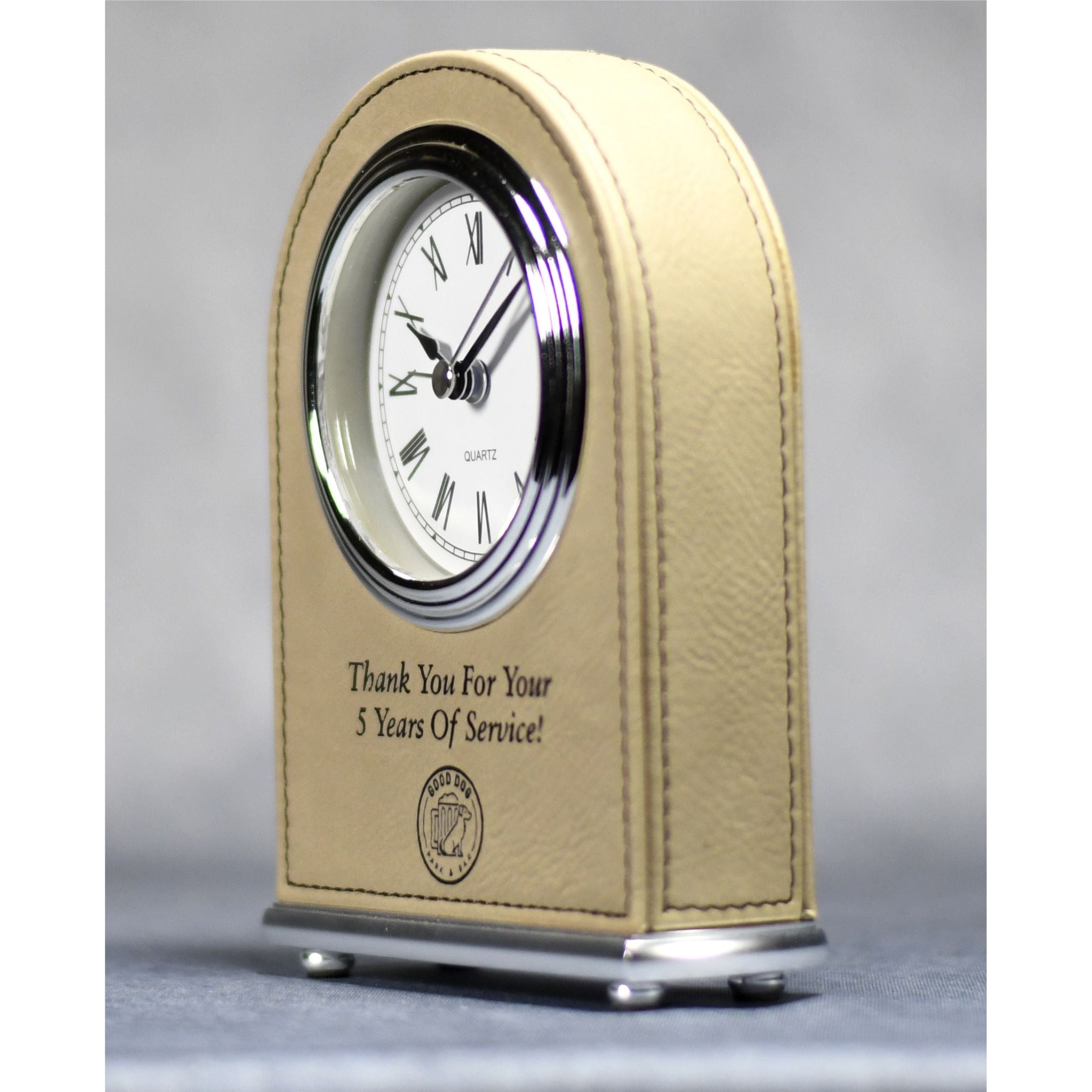 Laserable Leatherette Arch Desk Clock | Alliance Awards LLC.