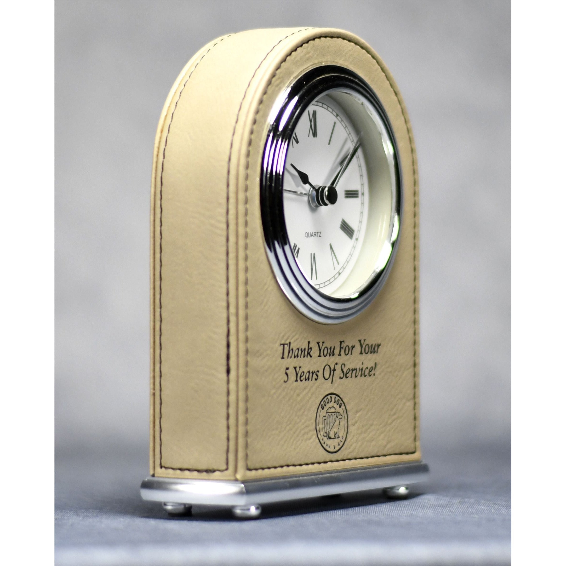 Laserable Leatherette Arch Desk Clock | Alliance Awards LLC.