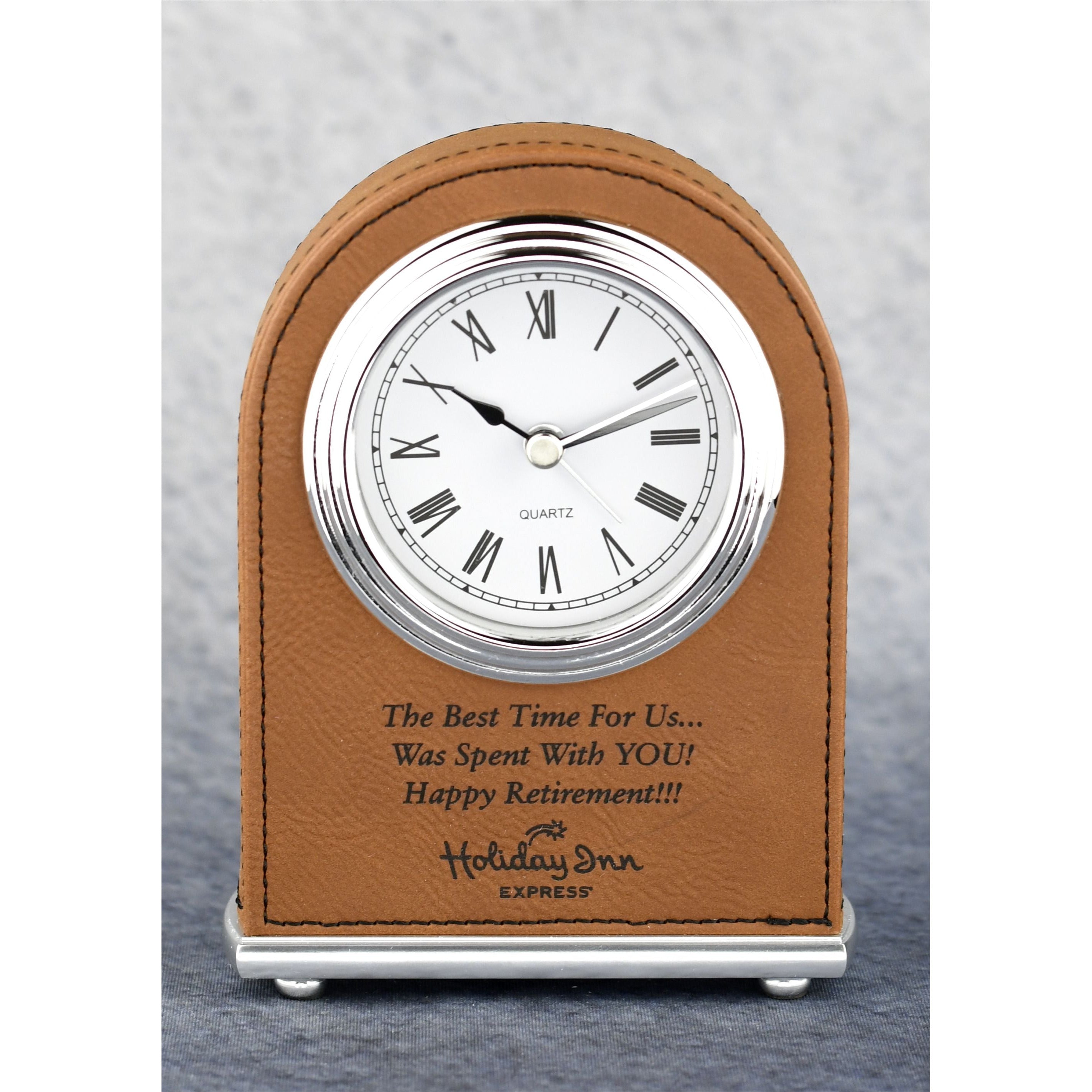 Laserable Leatherette Arch Desk Clock | Alliance Awards LLC.