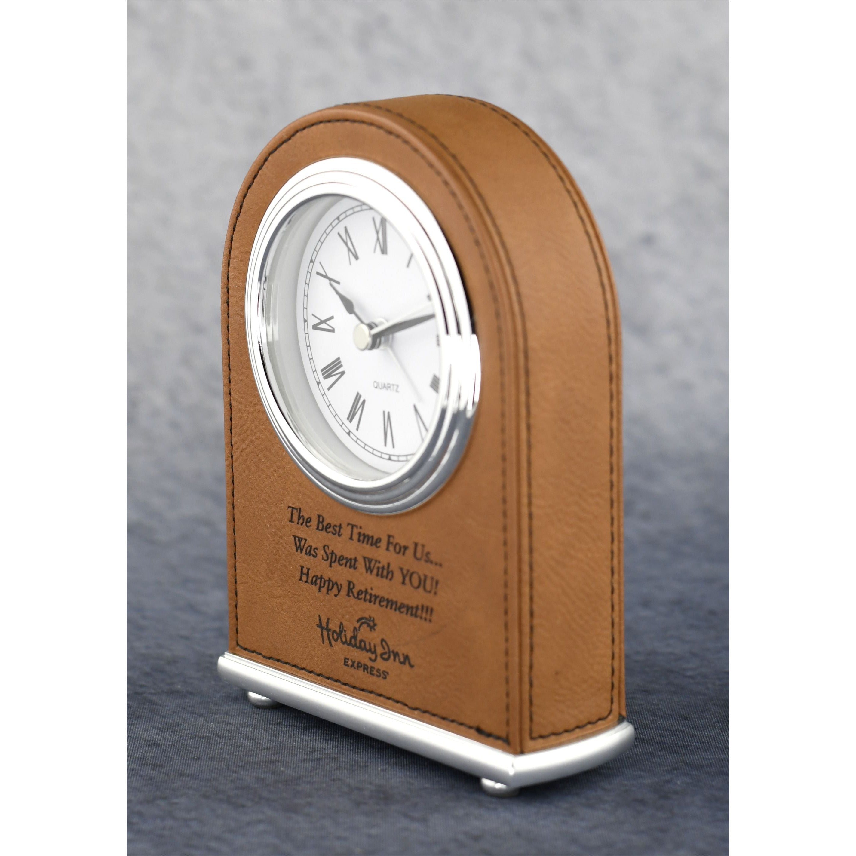 Laserable Leatherette Arch Desk Clock | Alliance Awards LLC.