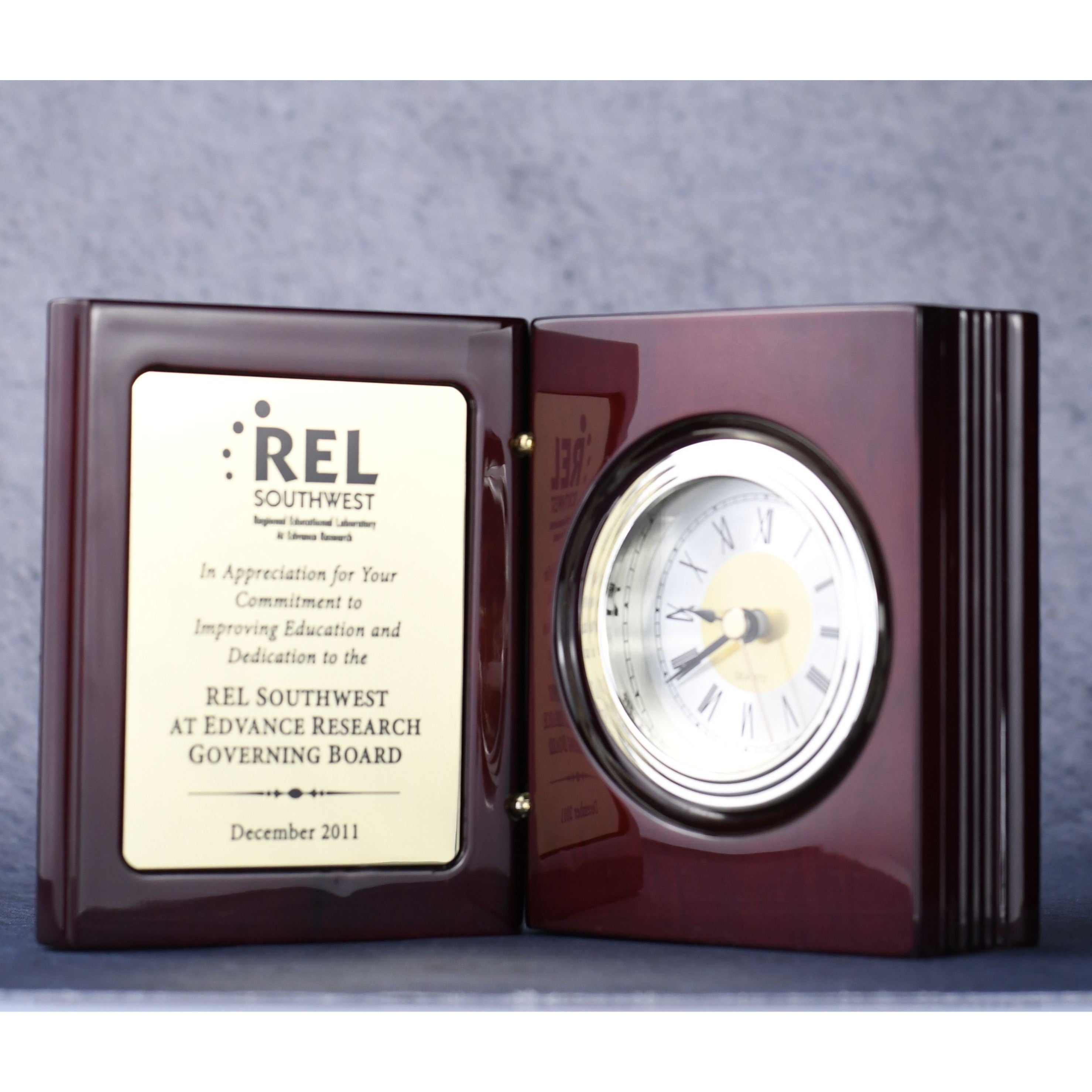 Rosewood Book Clock | Alliance Awards LLC.