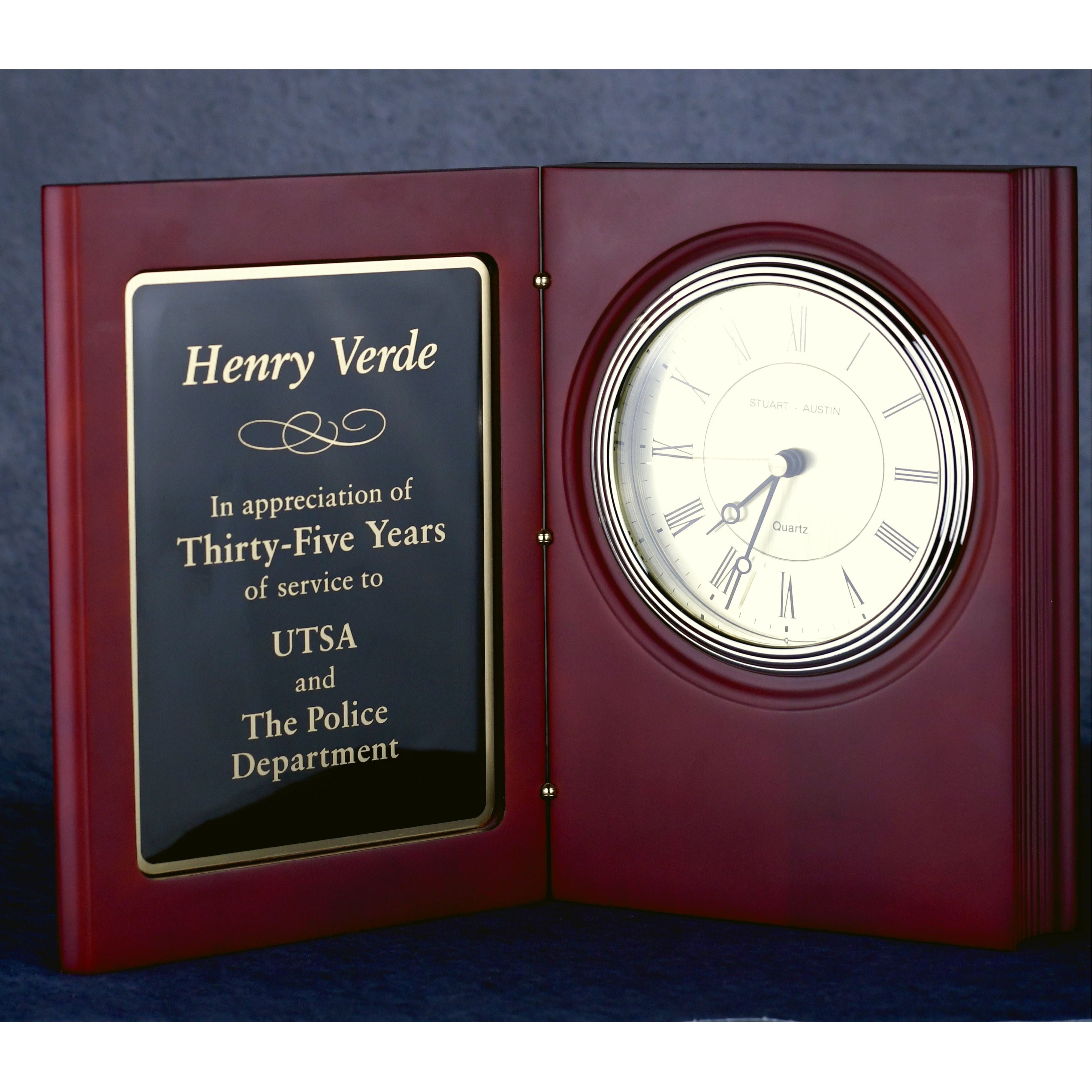 Rosewood Book Clock | Alliance Awards LLC.