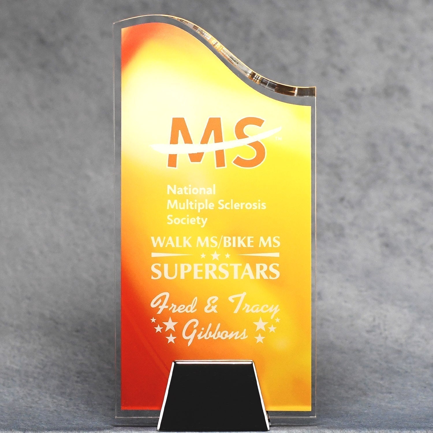 Acrylic Wave With Chrome Base | Alliance Awards LLC.