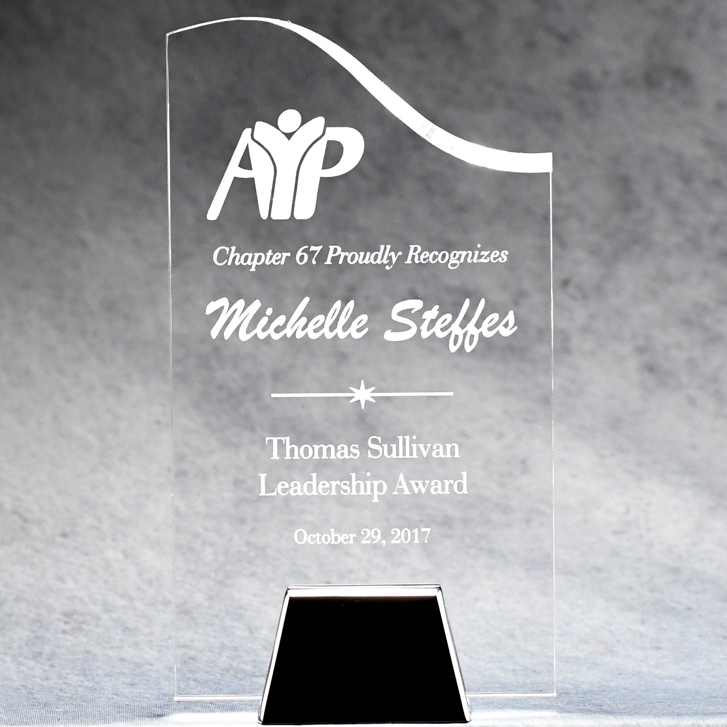 Acrylic Wave With Chrome Base | Alliance Awards LLC.