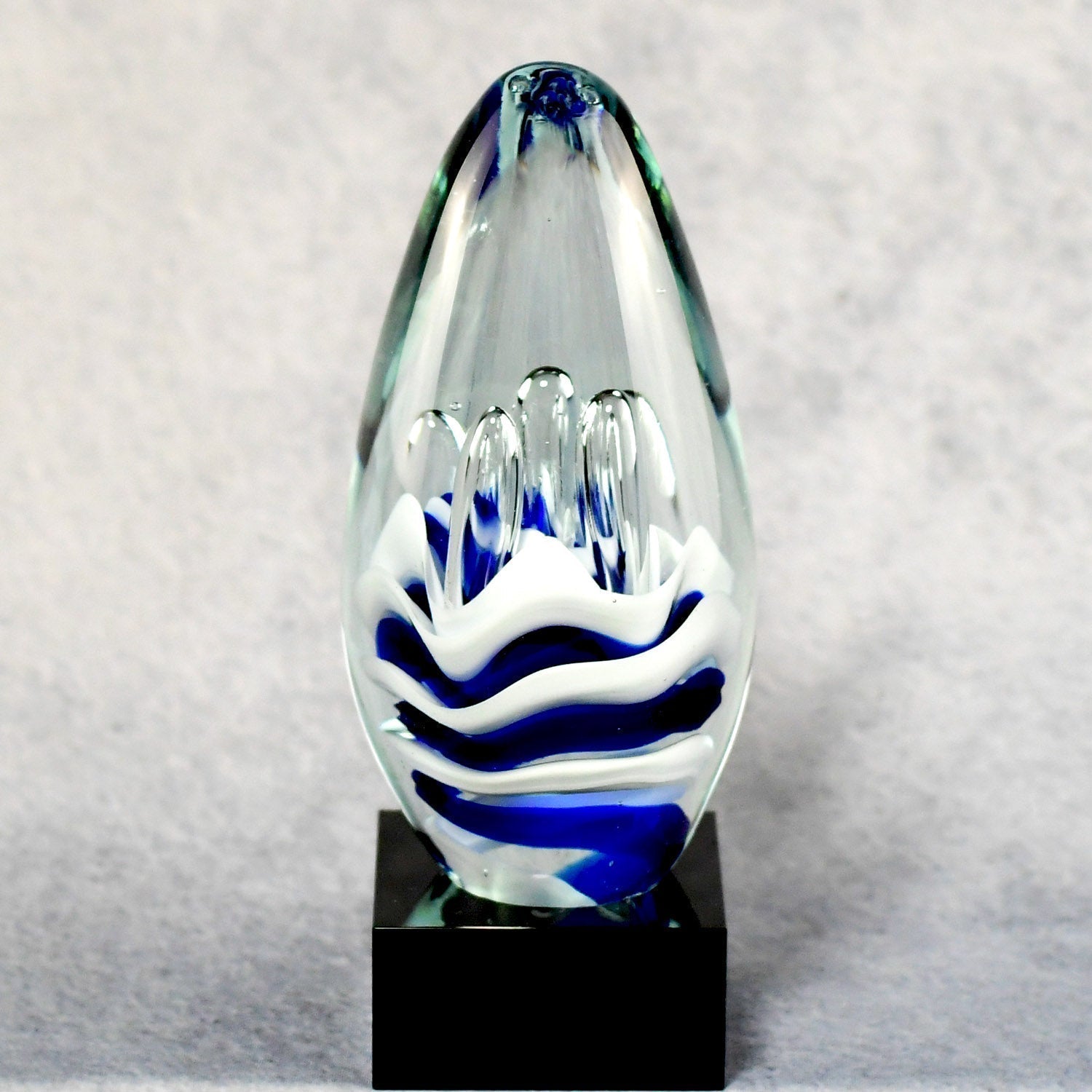 Blue And White Art Glass Egg | Alliance Awards LLC.