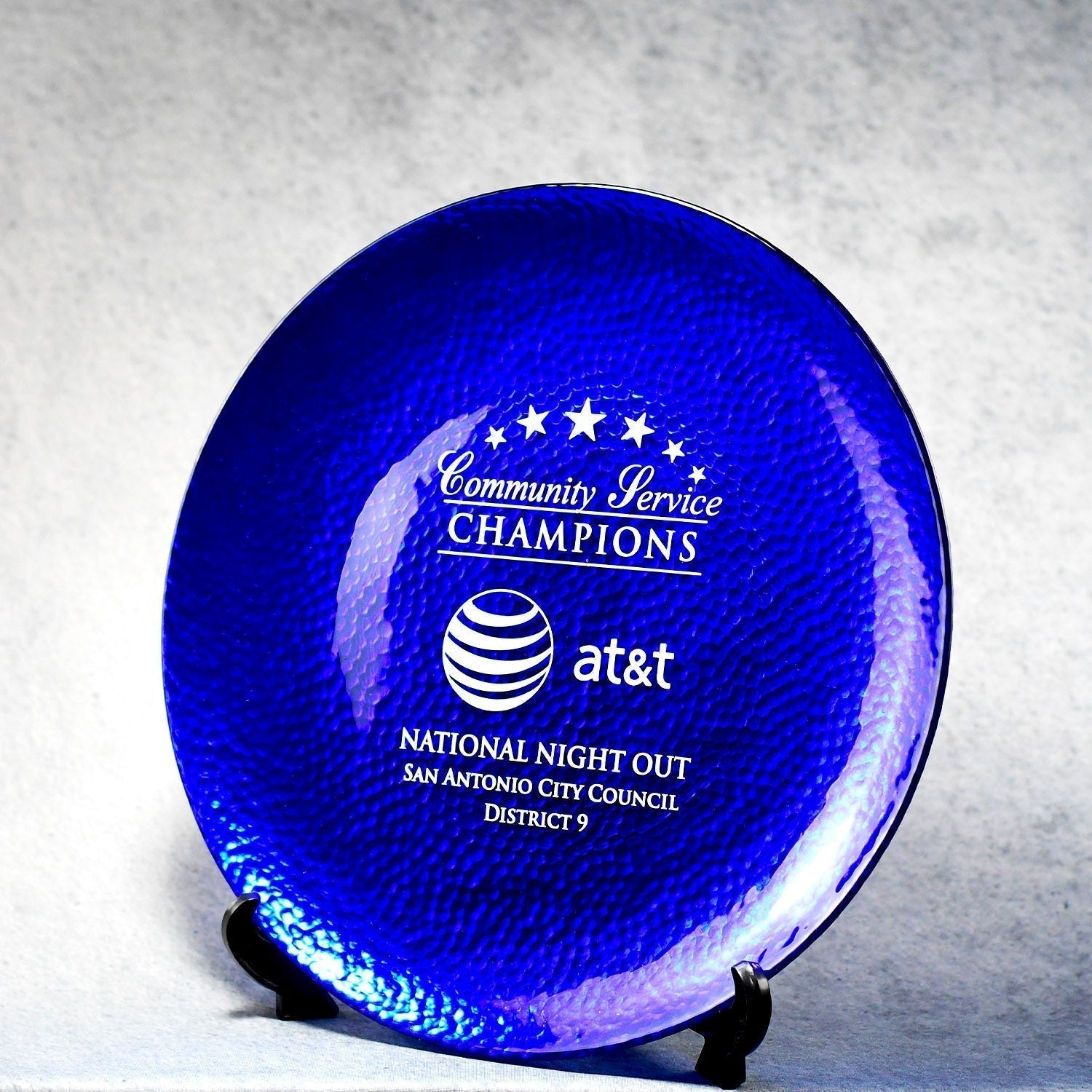 Blue Art Glass Plate | Alliance Awards LLC.