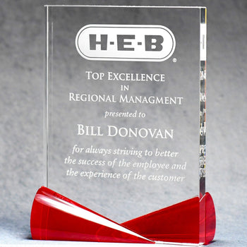 Clear Crystal With Bow-Tie Blue & Red Accents | Alliance Awards LLC.