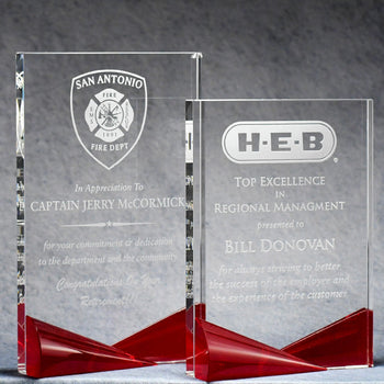 Clear Crystal With Bow-Tie Blue & Red Accents | Alliance Awards LLC.