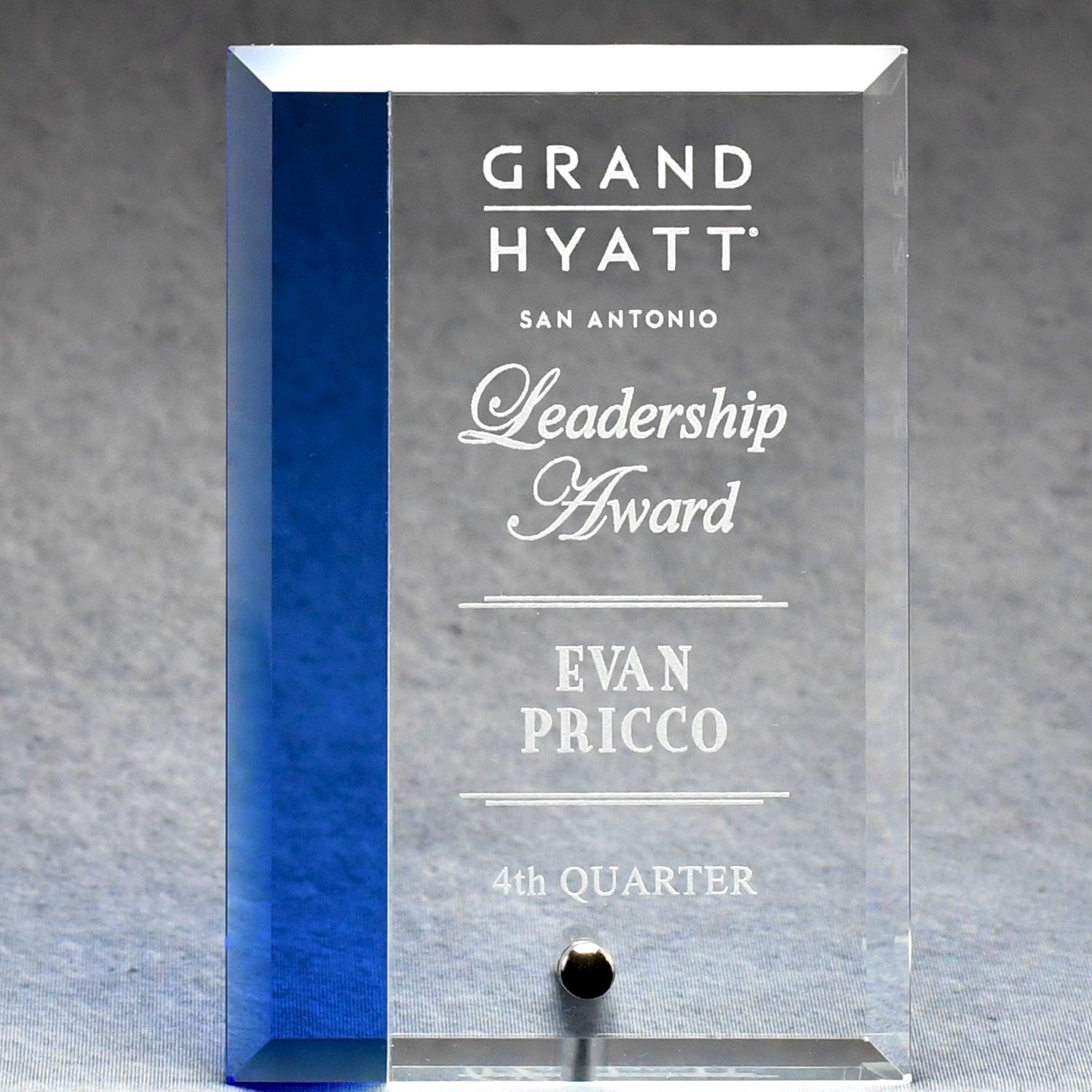 Economy Glass Plaque With Blue Accent | Alliance Awards LLC.
