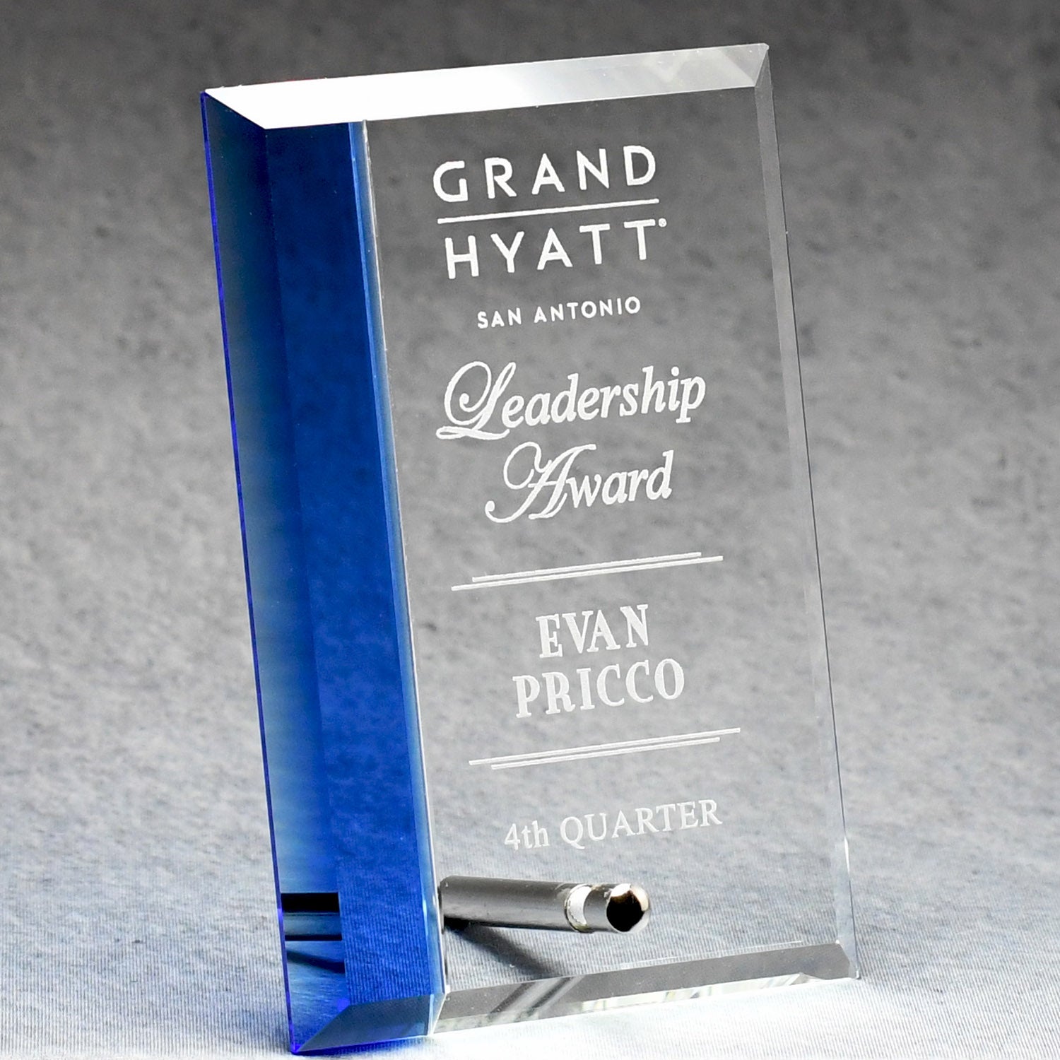 Economy Glass Plaque With Blue Accent | Alliance Awards LLC.