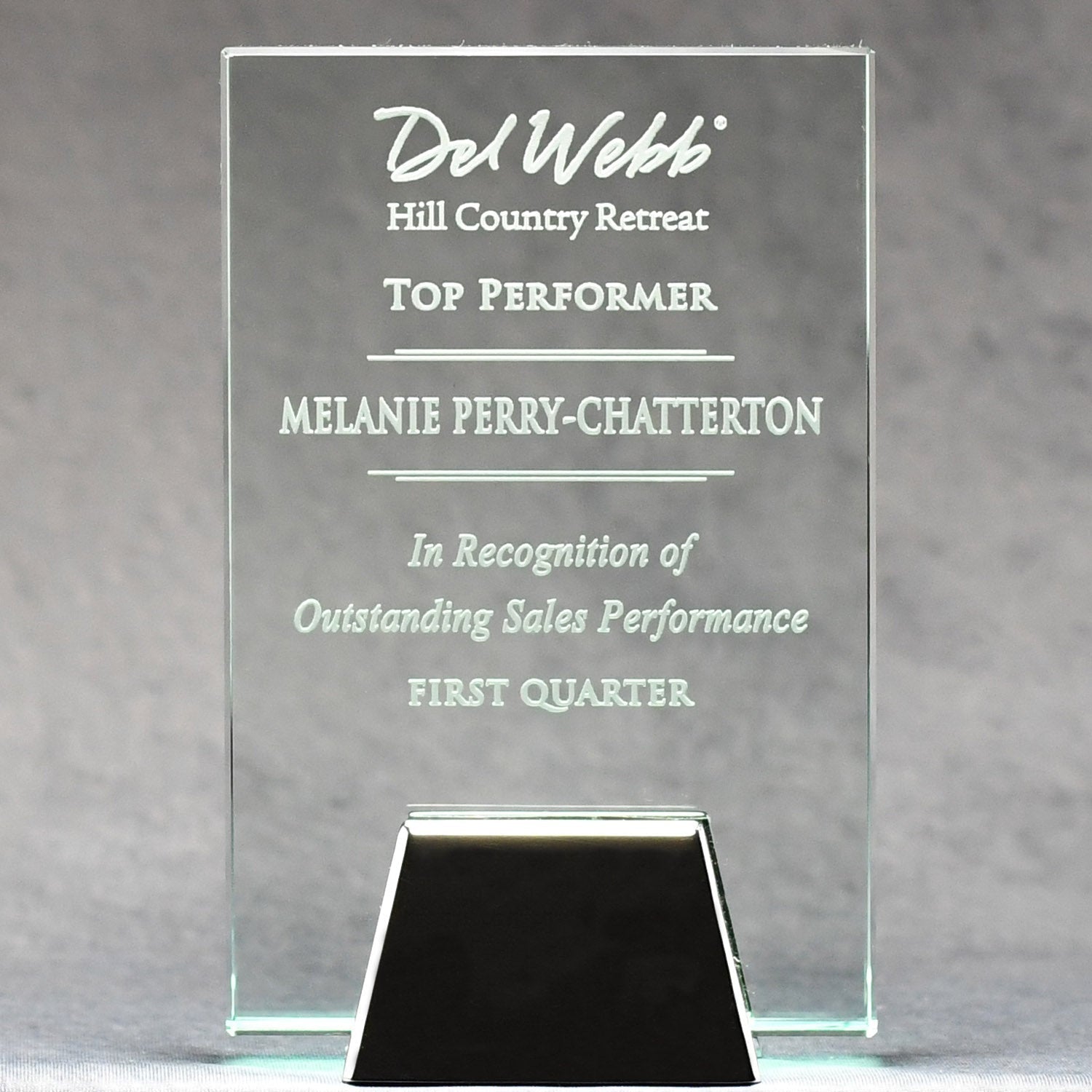 Jade Glass Plaque With Chrome Stand | Alliance Awards LLC.