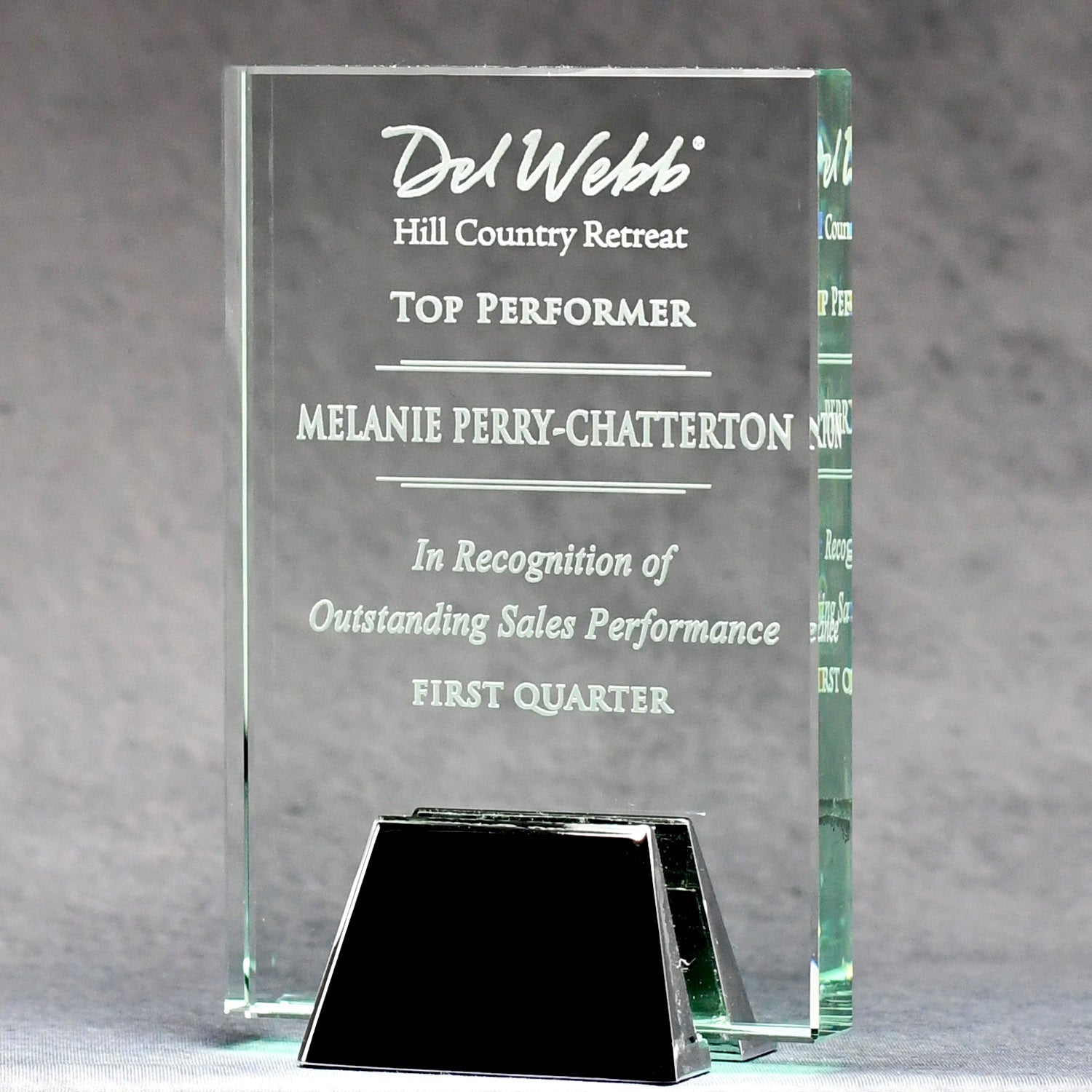 Jade Glass Plaque With Chrome Stand | Alliance Awards LLC.