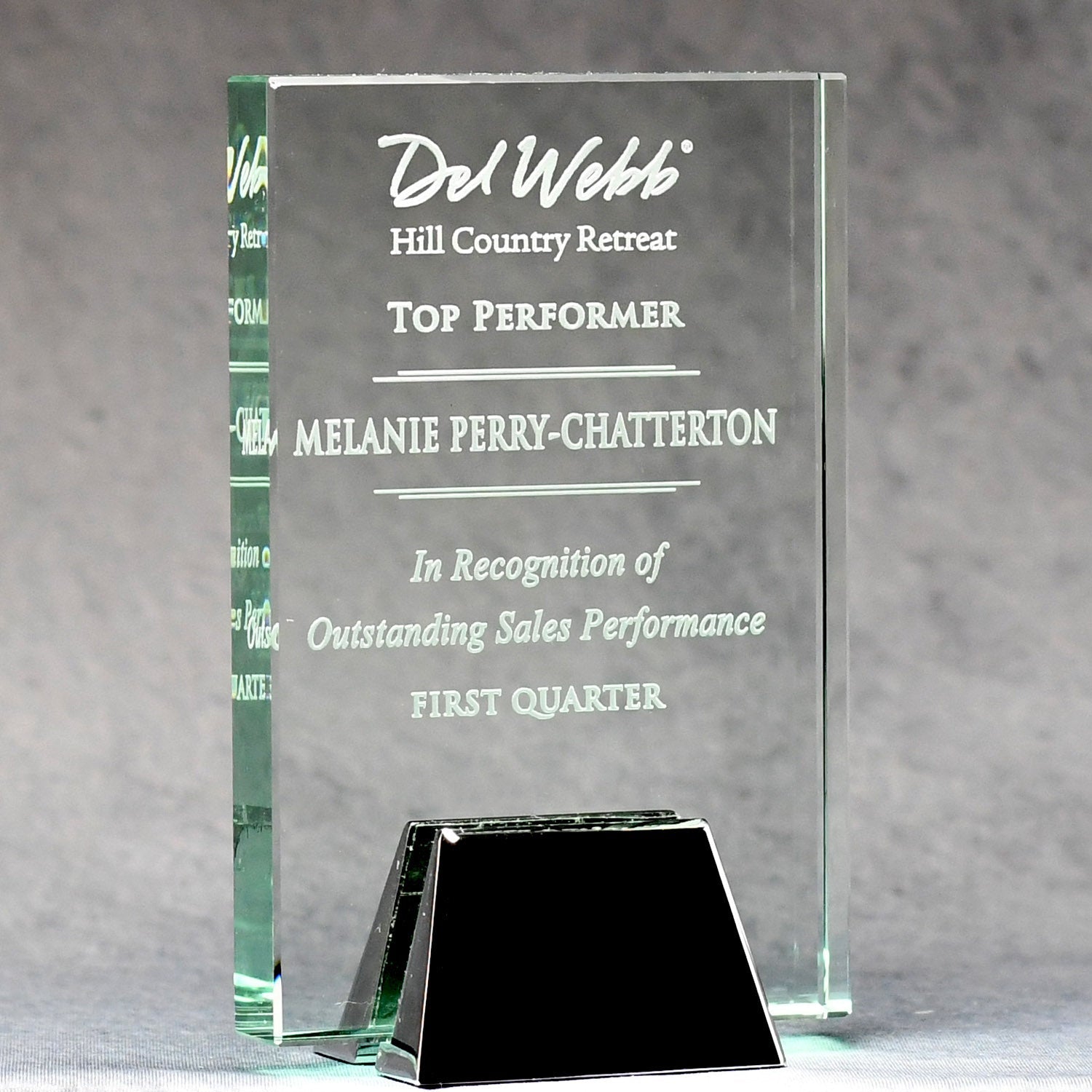 Jade Glass Plaque With Chrome Stand | Alliance Awards LLC.