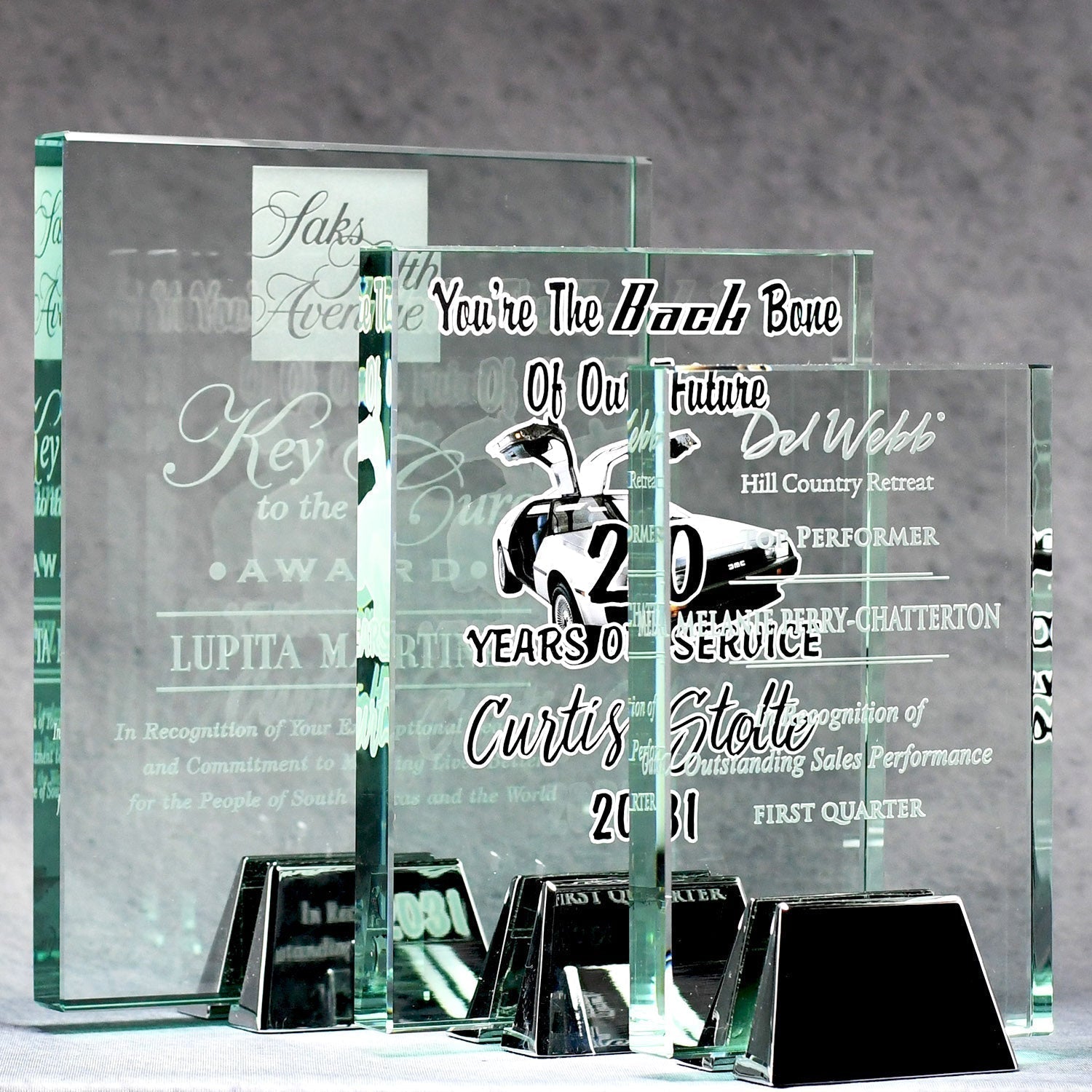 Jade Glass Plaque With Chrome Stand | Alliance Awards LLC.