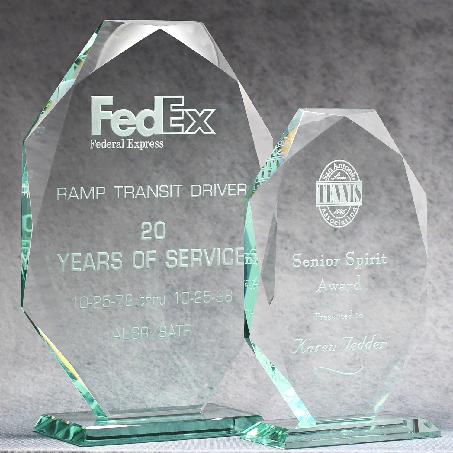 Jade Glass Multi-Faceted Elongated Octagon | Alliance Awards LLC.