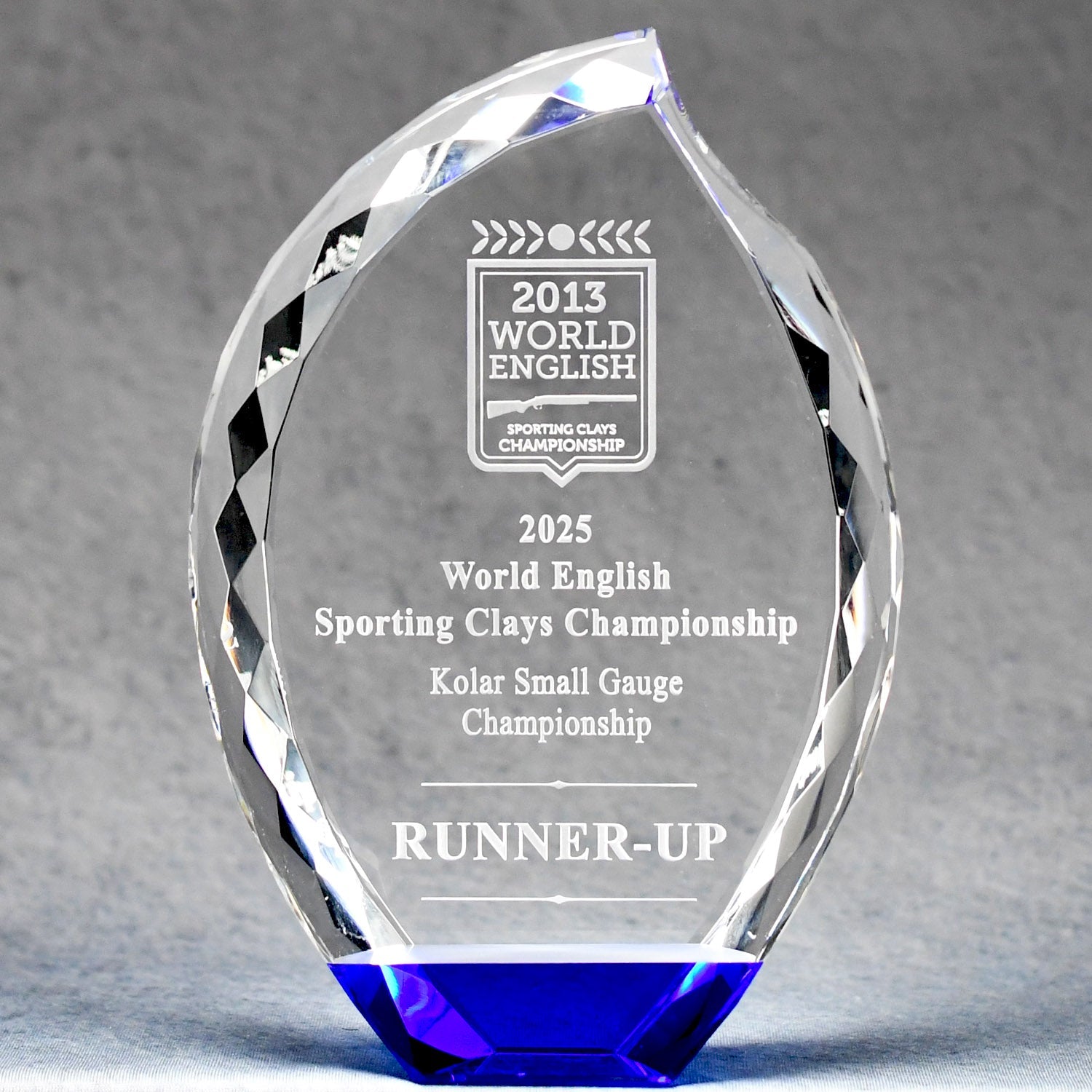 Multi-Faceted Crystal Flame With Blue Base | Alliance Awards LLC.