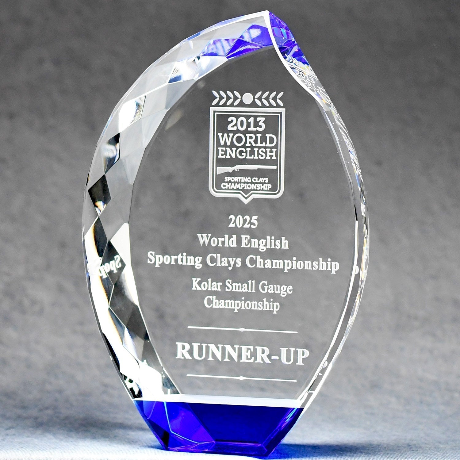 Multi-Faceted Crystal Flame With Blue Base | Alliance Awards LLC.