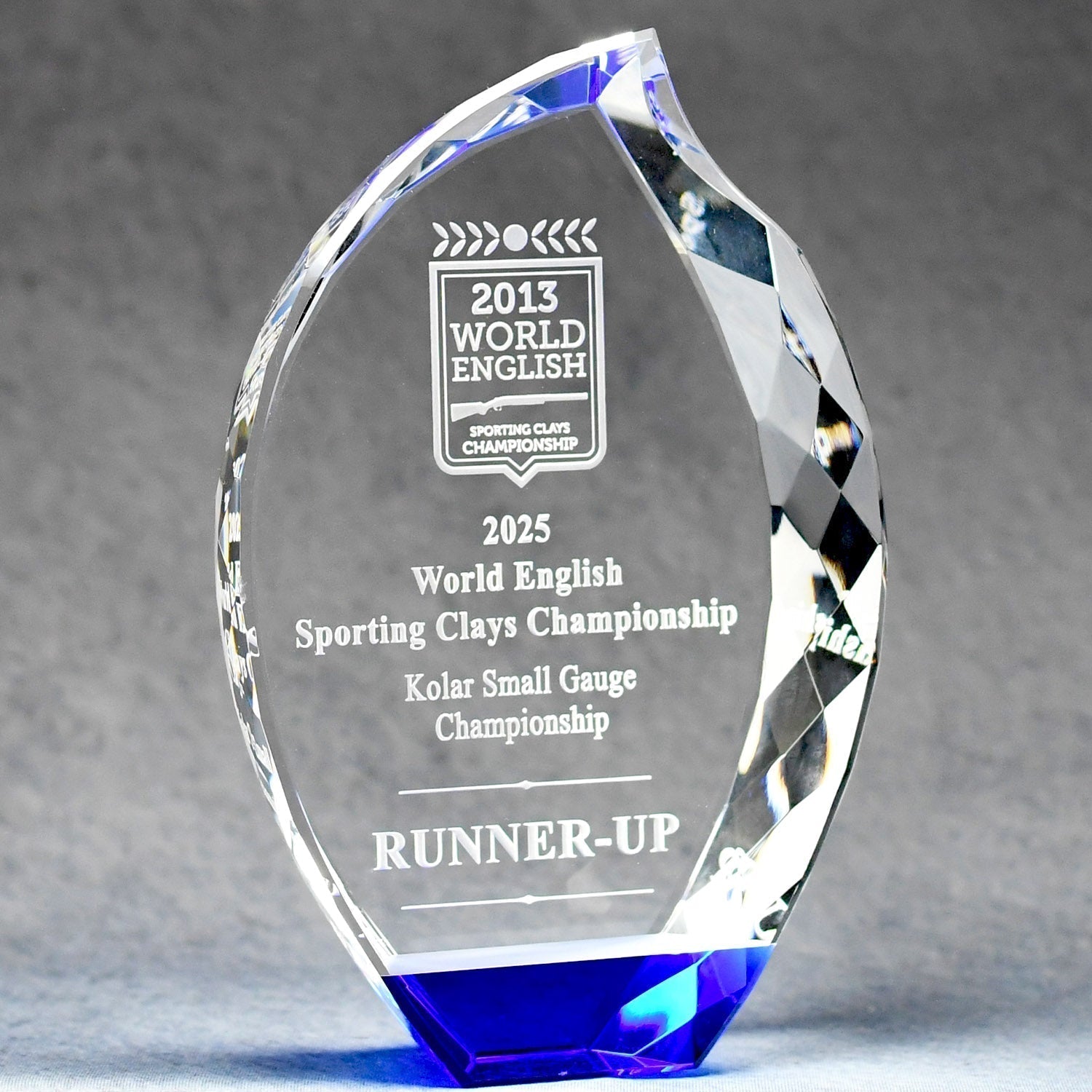 Multi-Faceted Crystal Flame With Blue Base | Alliance Awards LLC.