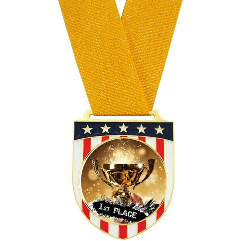 Red White & Blue Shield Medal | Alliance Awards LLC.