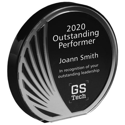 6" Lucite Circle With Black Contour Mirror | Alliance Awards LLC.