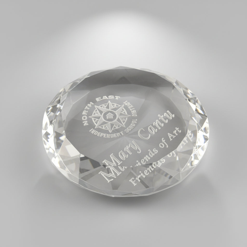 Crystal Round Multi-Faceted Paperweight