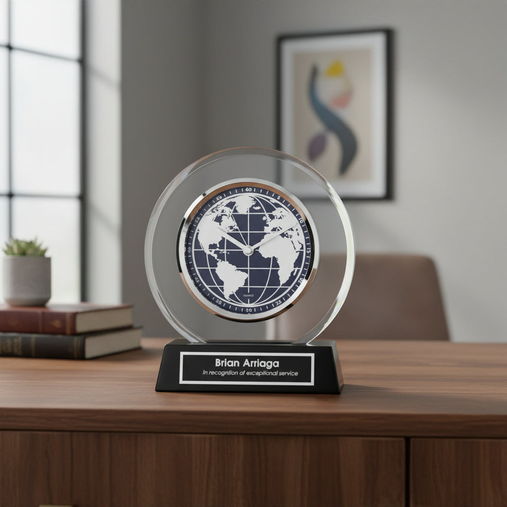 World Face Glass Clock