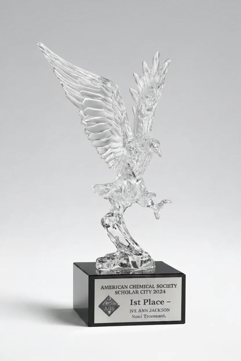 Acrylic Eagle On Marble Base - Landing