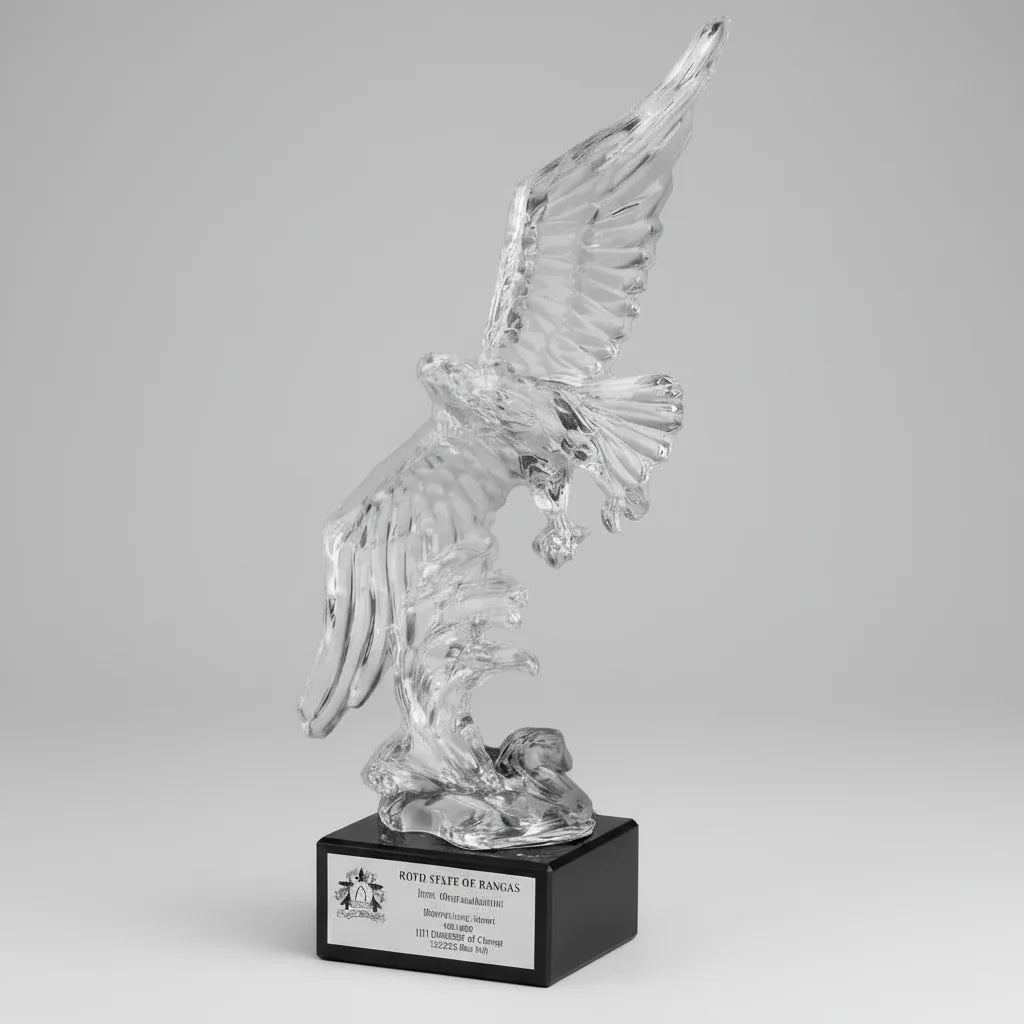 Acrylic Eagle On Marble Base - Soaring